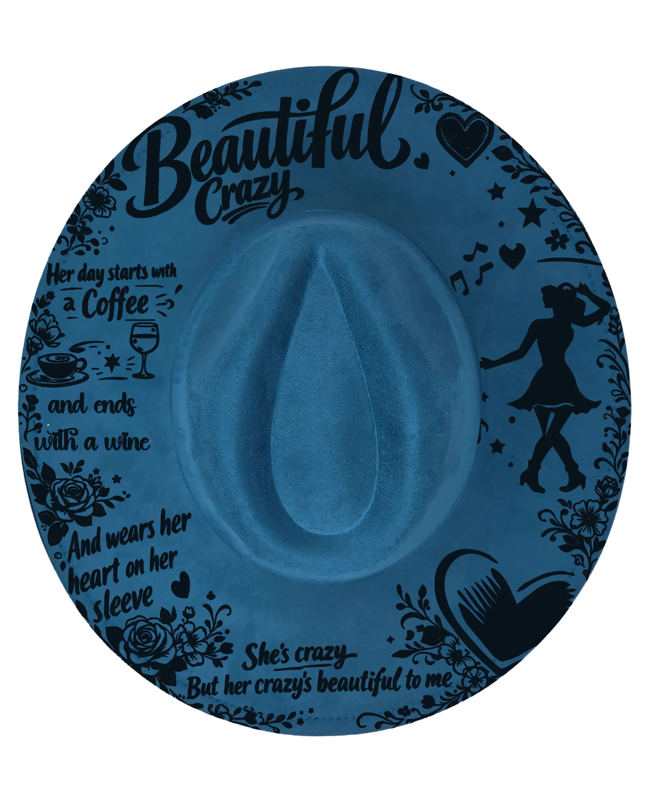 Build Your Own Fedora – Engraved Teardrop Fedora | Wide Brim Country Hat | Cowboy Festival Hat | Boho Ranch Style | Custom Fedora Western Fedora Hats