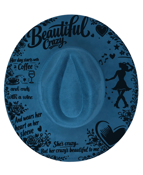 Build Your Own Fedora – Engraved Teardrop Fedora | Wide Brim Country Hat | Cowboy Festival Hat | Boho Ranch Style | Custom Fedora Western Fedora Hats