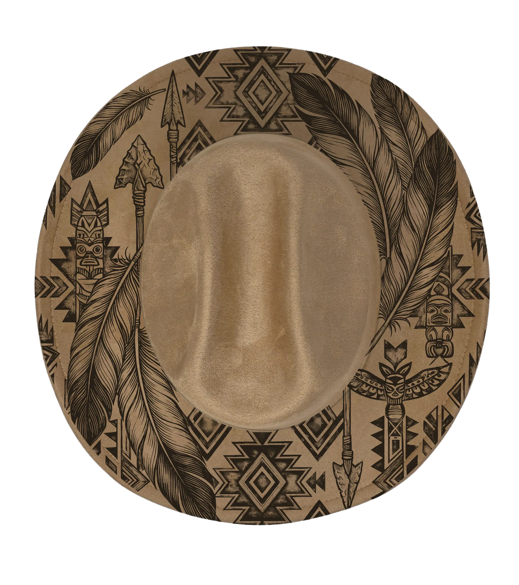Tan cattleman with Boho Aztec Design