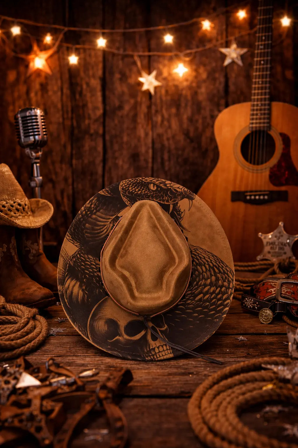 Arrowtop Snake & Skull Engraved Fedora Western Fedora Hats