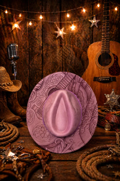 Cowgirl Boots & Guitar Fedora Hat Western Fedora Hats