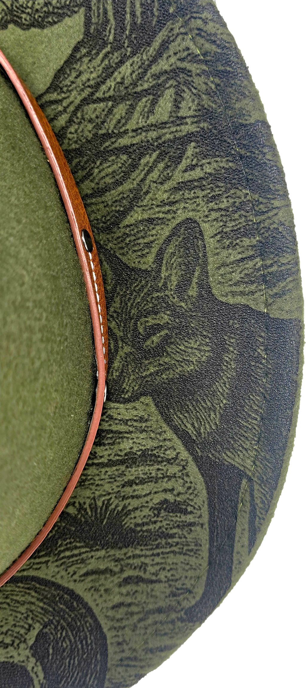 Green Western Fedora Hat with Engraved Desert & Skull Design – Adjustable Cowboy Style Western Fedora Hats