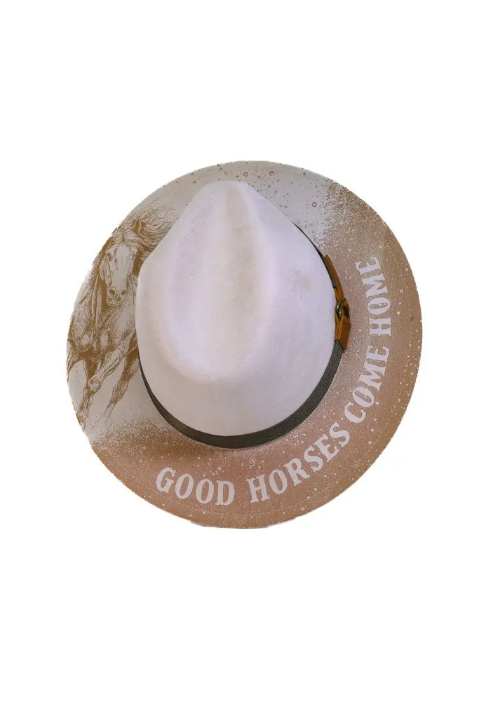 GOOD HORSES COME HOME – LASER ENGRAVED FEDORA HAT Western Fedora Hats