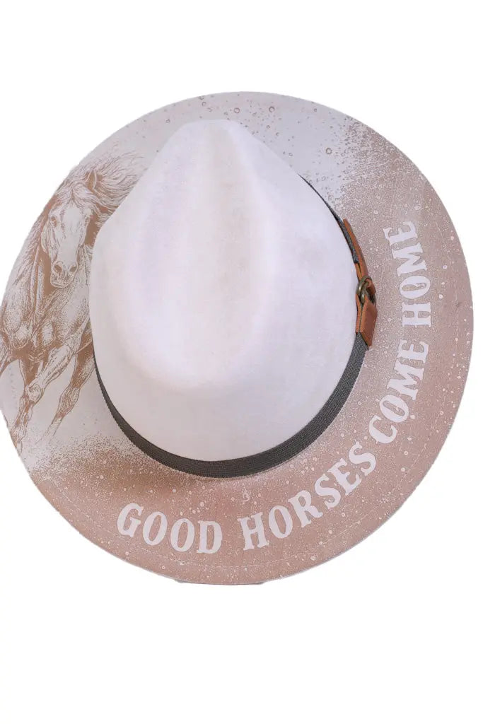GOOD HORSES COME HOME – LASER ENGRAVED FEDORA HAT Western Fedora Hats