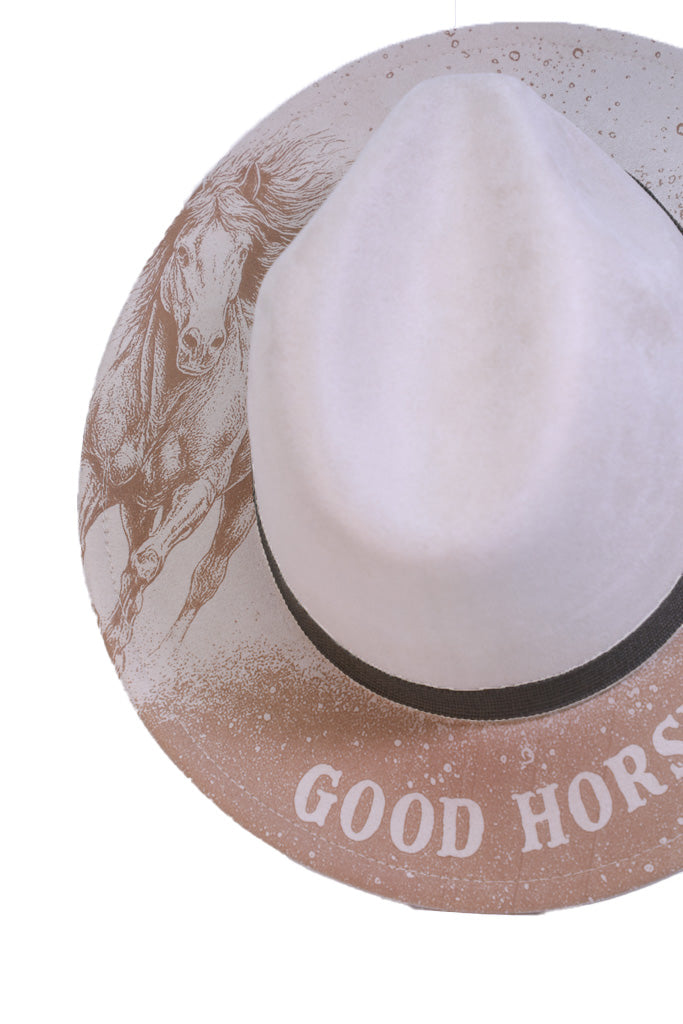 GOOD HORSES COME HOME – LASER ENGRAVED FEDORA HAT