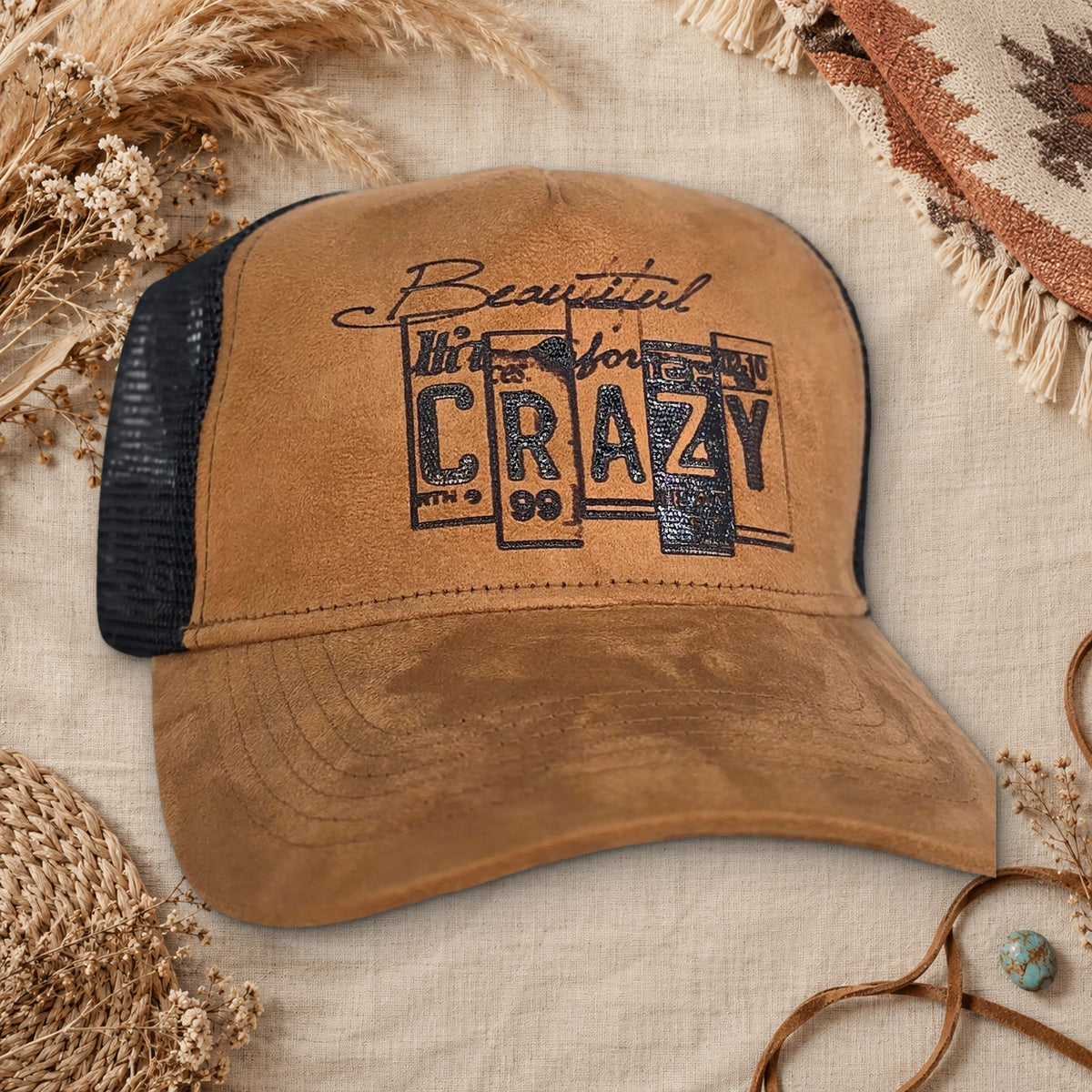 Beautiful Crazy Suede Trucker Hat