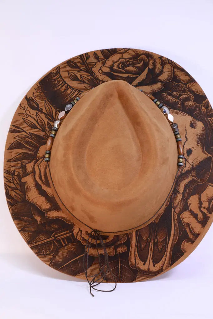Rose Flower Print Western Cowboy Hat in Tan. Rose Cowboy Hats - Etsy main image 3