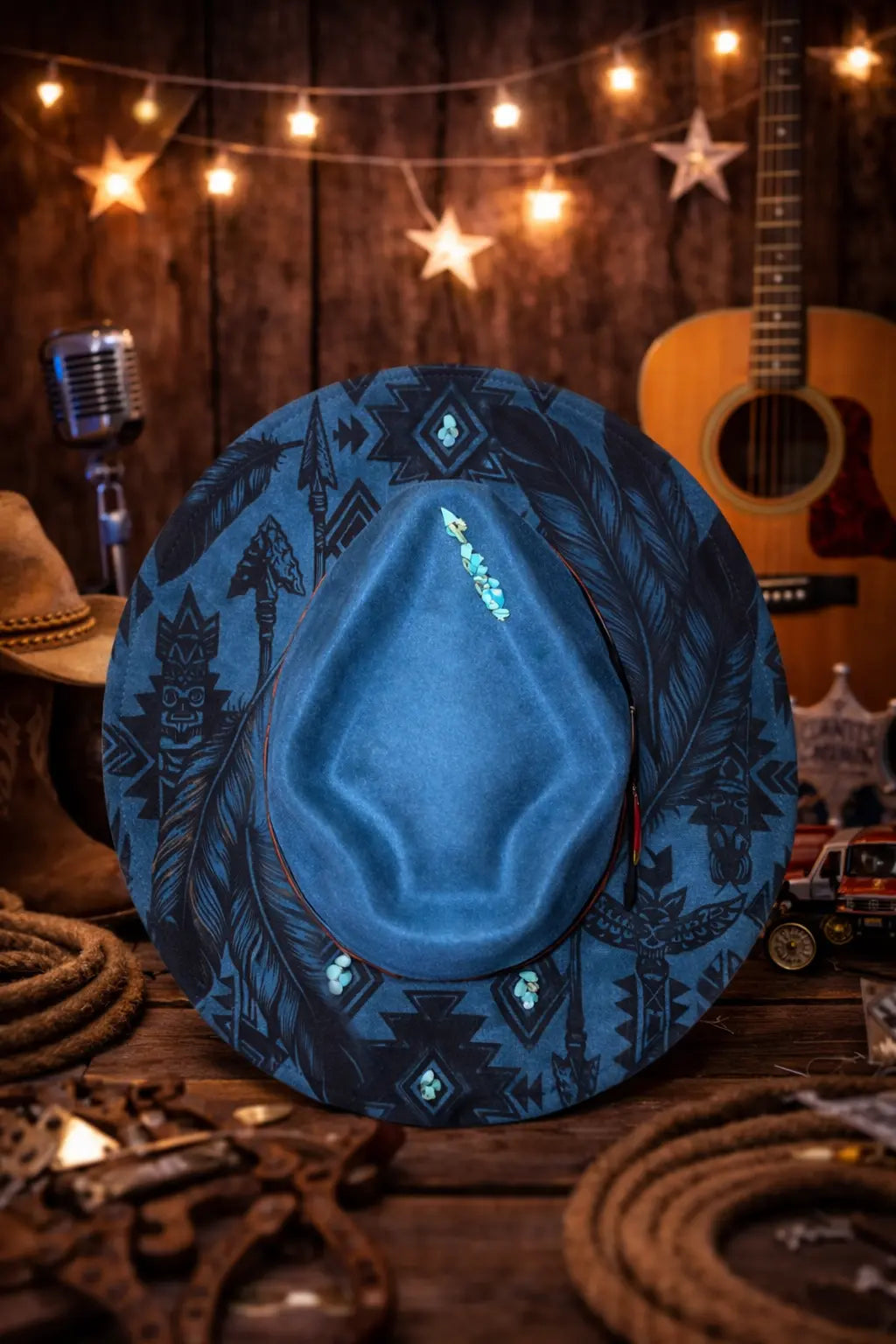 Arrowtop Boho Aztec Engraved Fedora Hat Western Fedora Hats