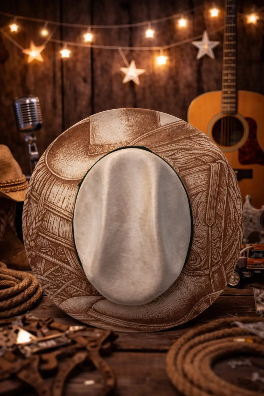 Western Saddle and Cowboy Hat Design Cattleman Hat Western Fedora Hats