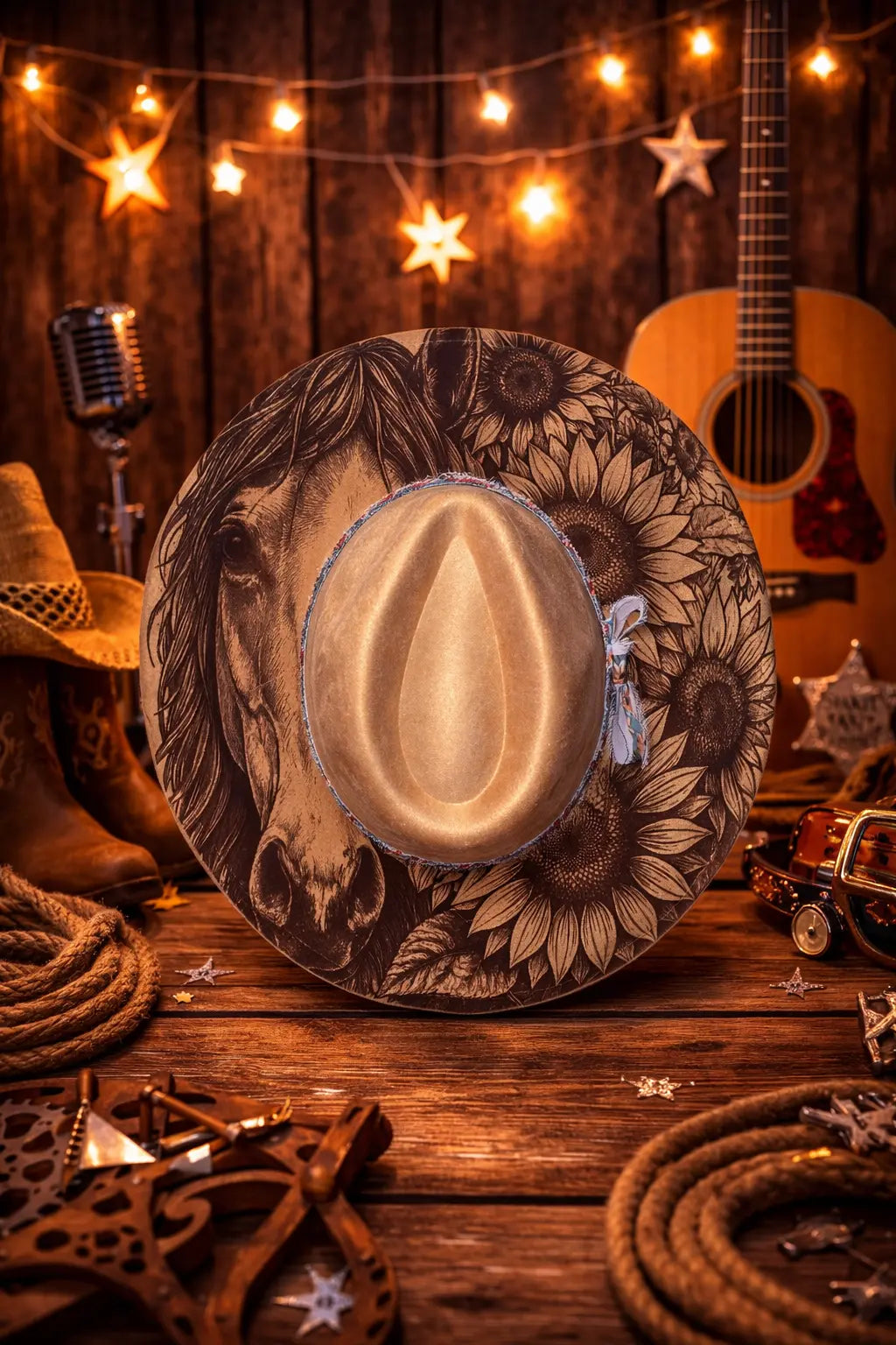 Horse & Sunflower Western Fedora Hat Western Fedora Hats
