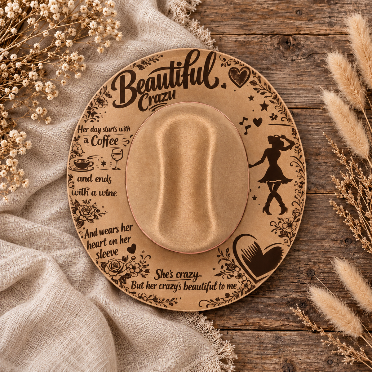 Build Your Own Cattleman Hat on a cream flat-lay background
