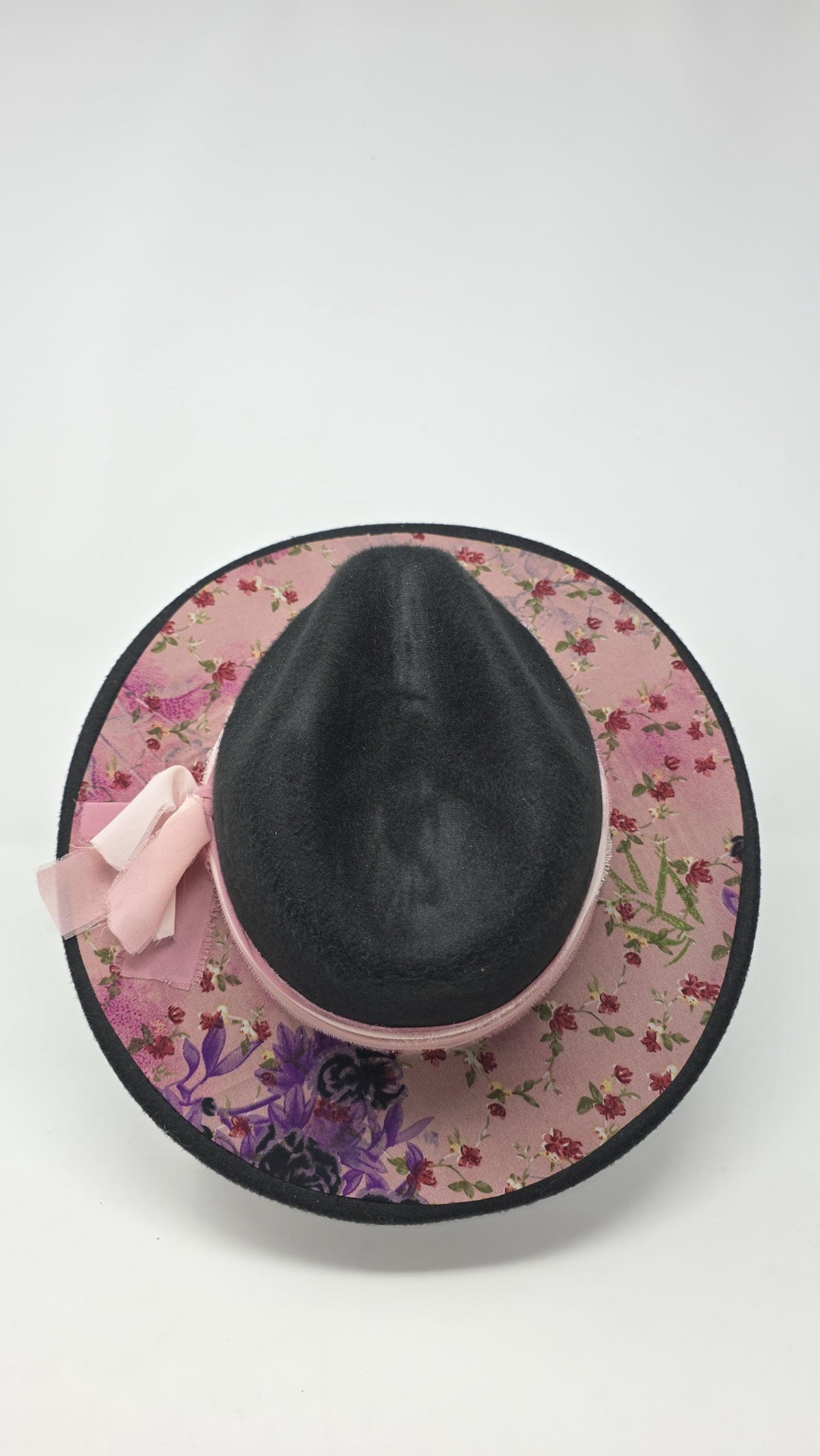 Black & Pink Floral Fedora Hat