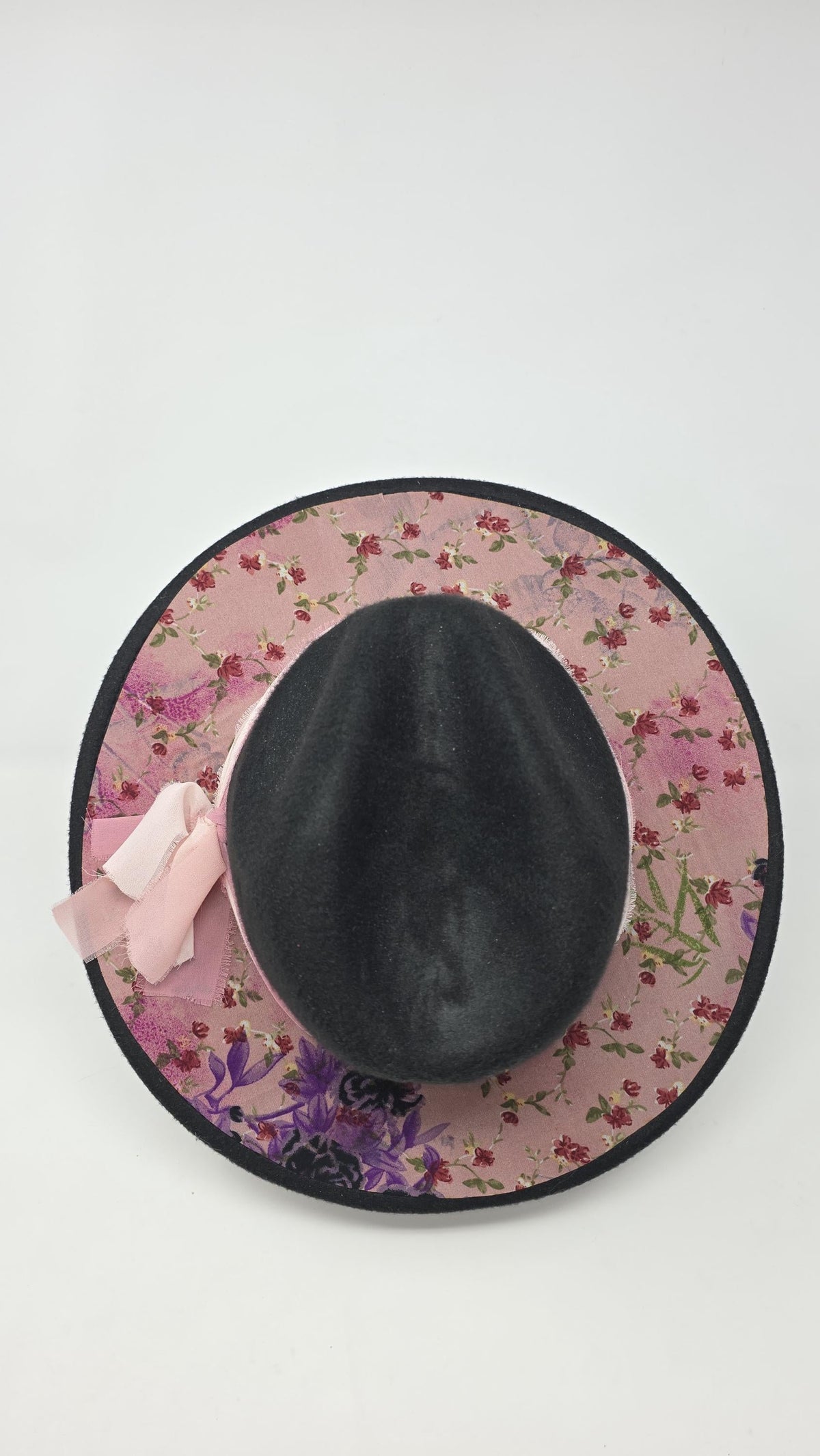 Black & Pink Floral Fedora Hat