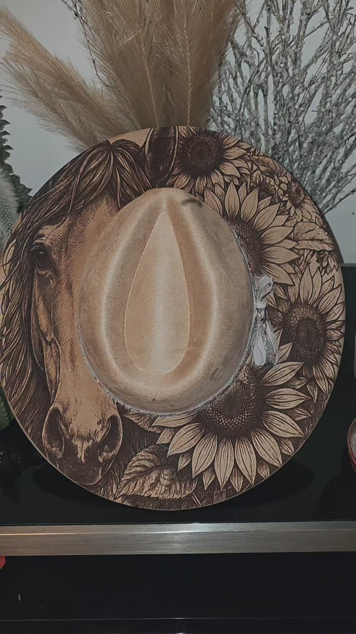 Horse & Sunflower Western Fedora Hat