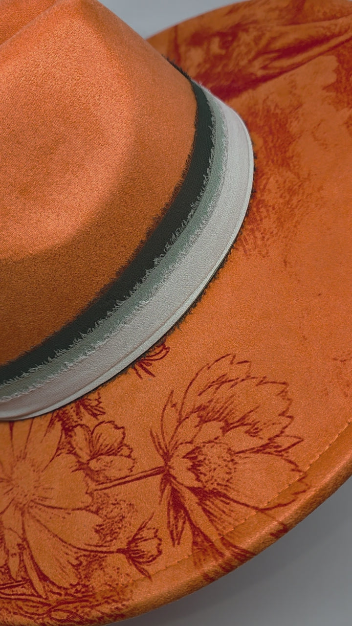 Fox & Wildflower Fedora Hat – Orange Suede Feel