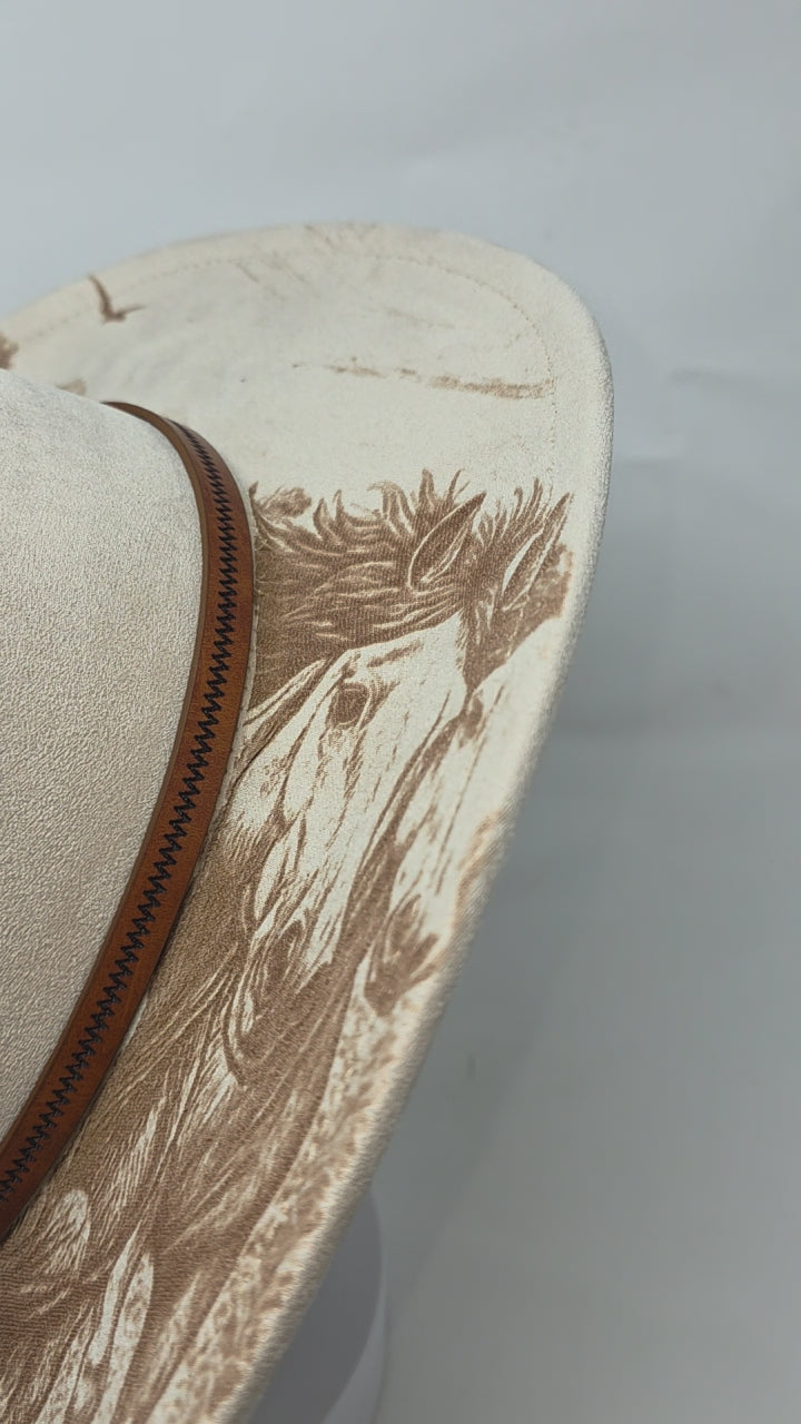 Engraved “Sunflowers & Wild Horses” Cattleman Hat