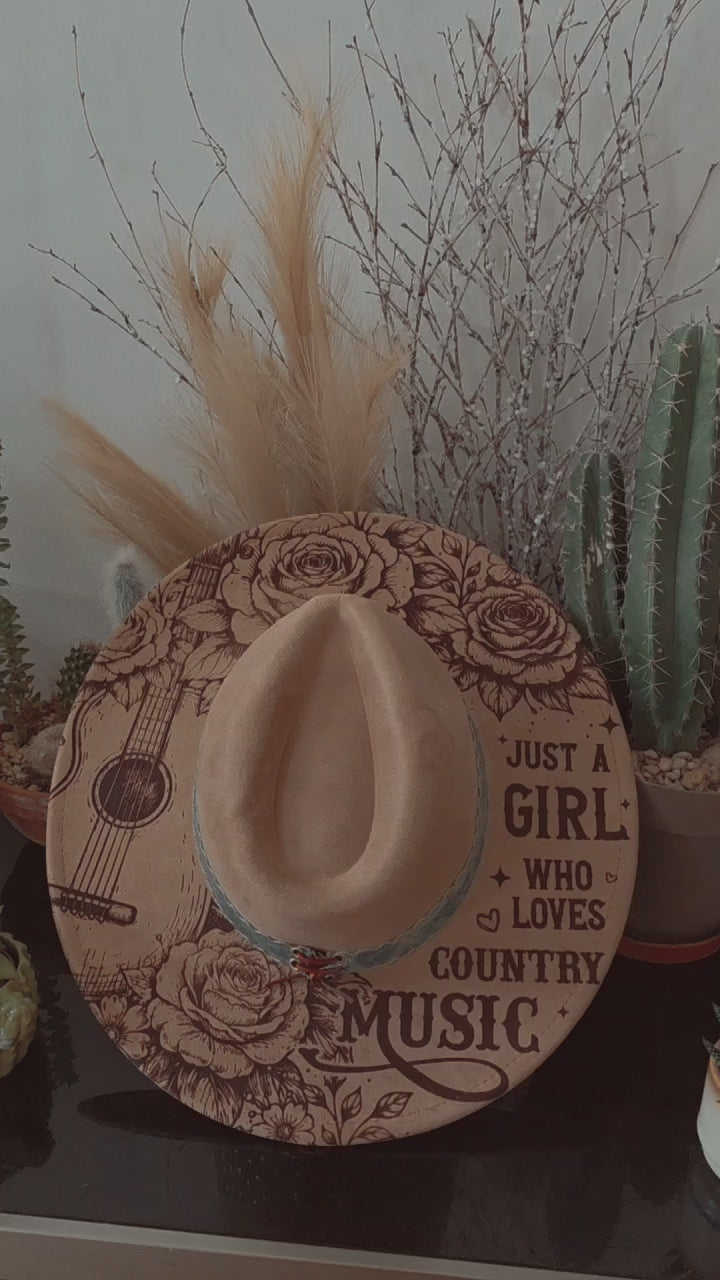 Just A Girl Who Loves Country Music Fedora Hat