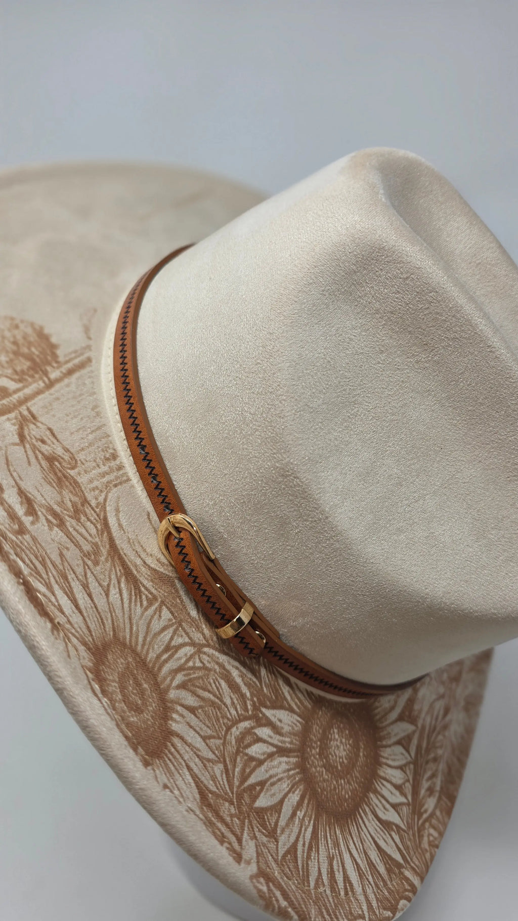 Engraved “Sunflowers & Wild Horses” Cattleman Hat Western Fedora Hats