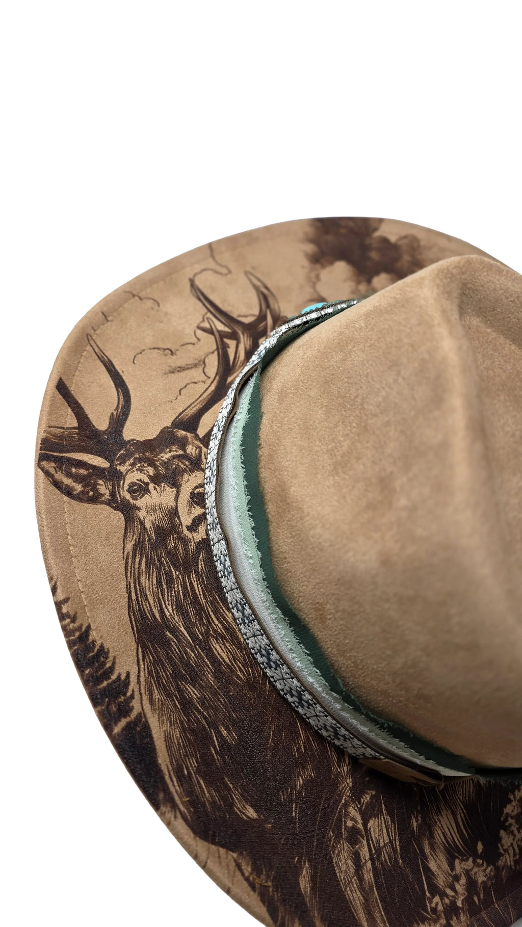Woodland Stag Laser Engraved Fedora Hat Western Fedora Hats