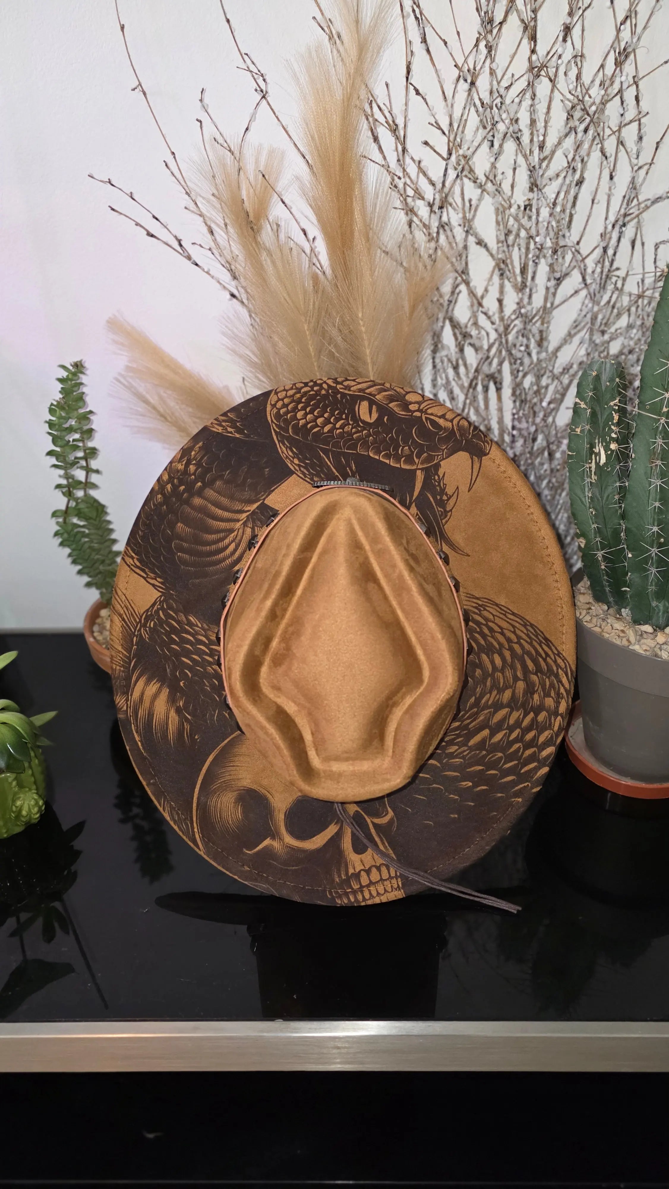 Arrowtop Snake & Skull Engraved Fedora Western Fedora Hats