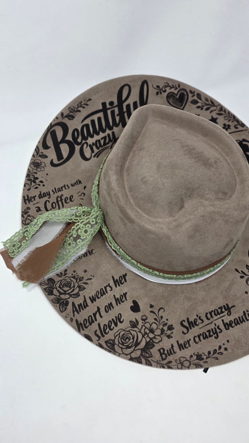 Beautiful Crazy Heart Fedora Hat | Laser Engraved Fedora Hat | Western Fedora Hats