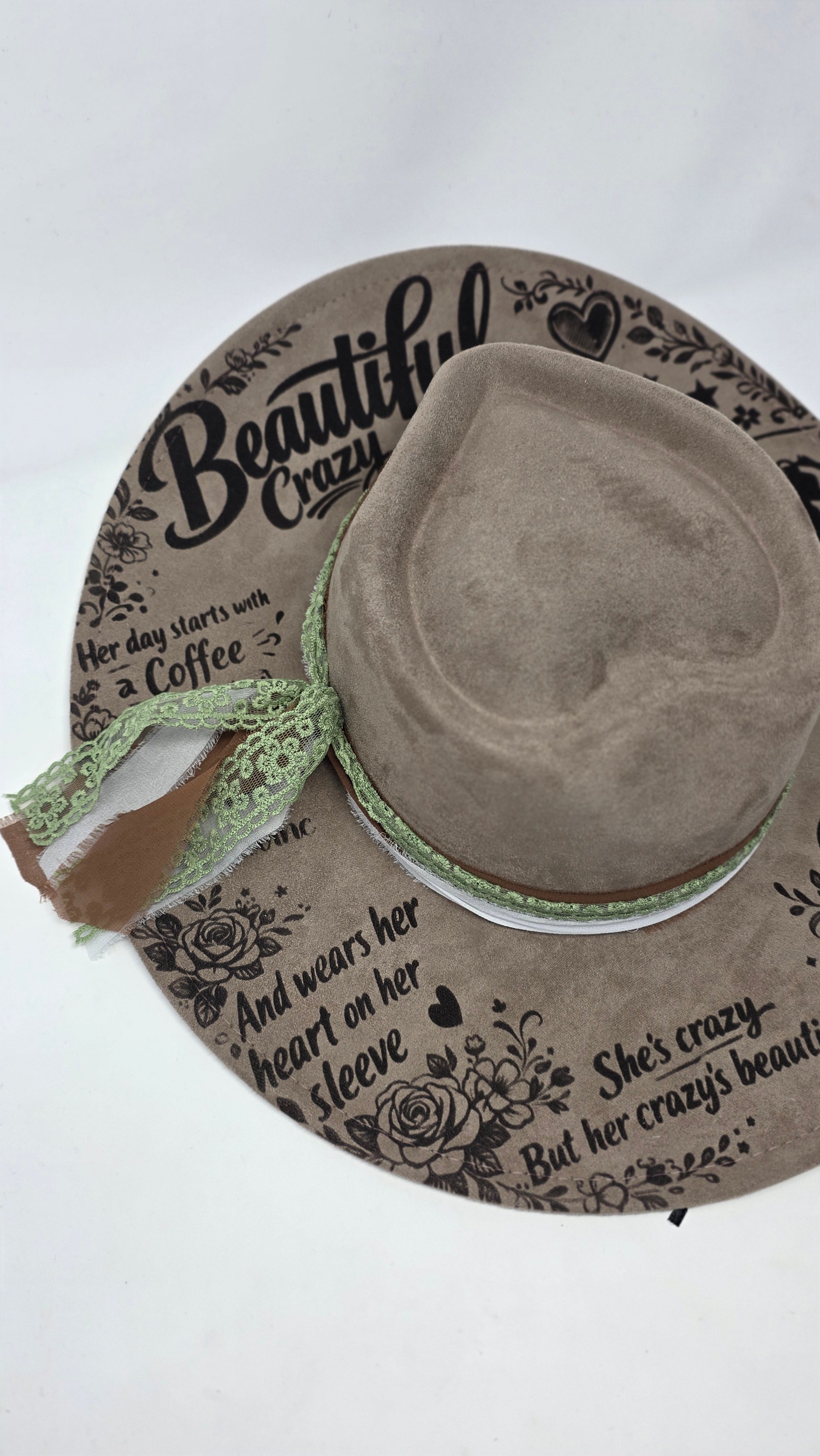 Beautiful Crazy Heart Fedora Hat | Laser Engraved Fedora Hat | Western Fedora Hats