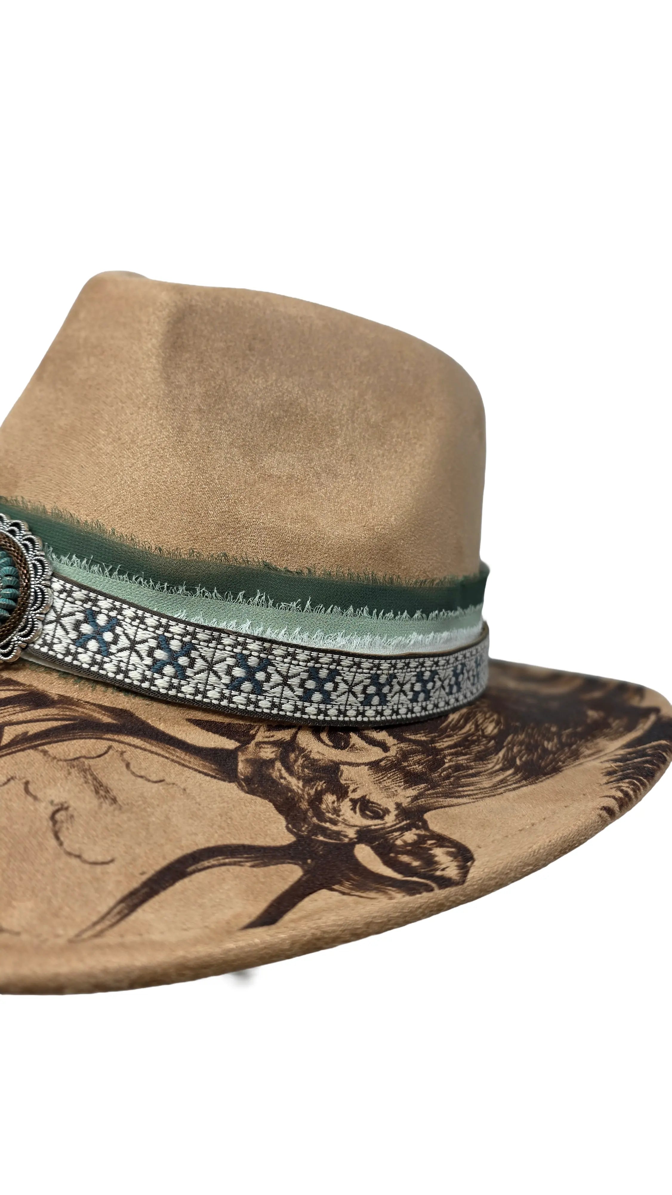 Woodland Stag Laser Engraved Fedora Hat Western Fedora Hats