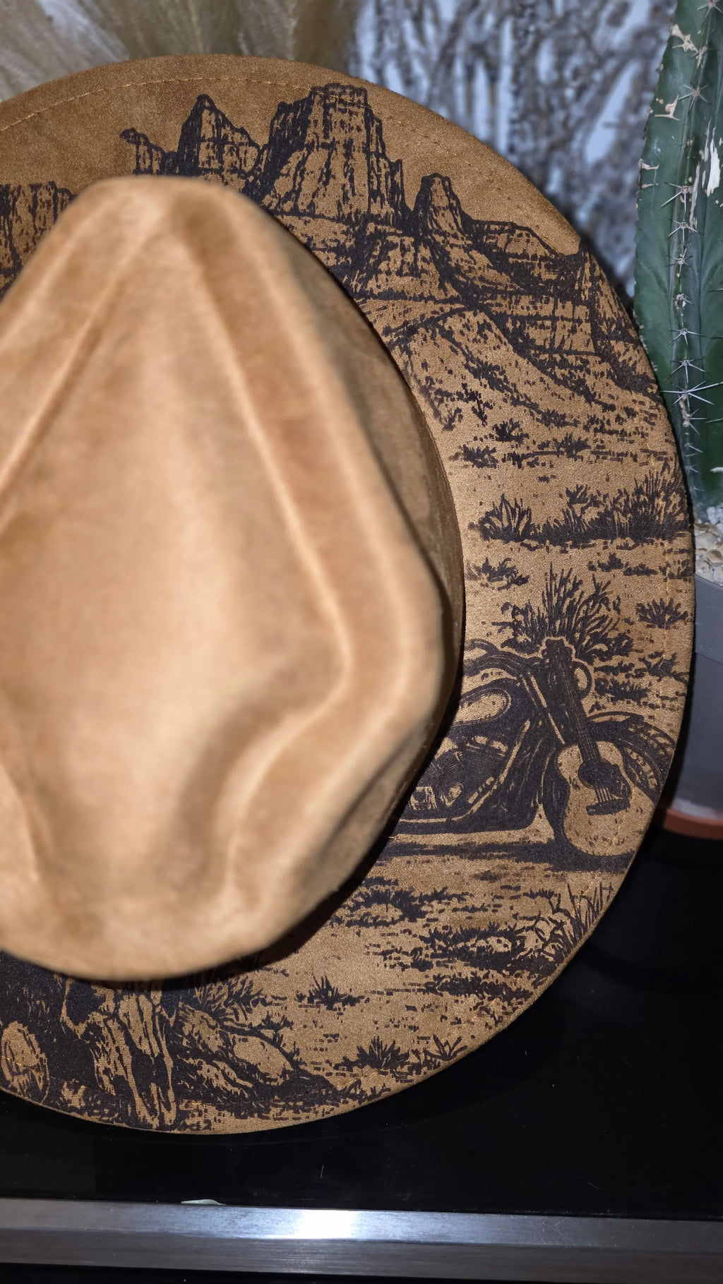 Desert Motorcycle Engraved Fedora Hat – Western Style Western Fedora Hats