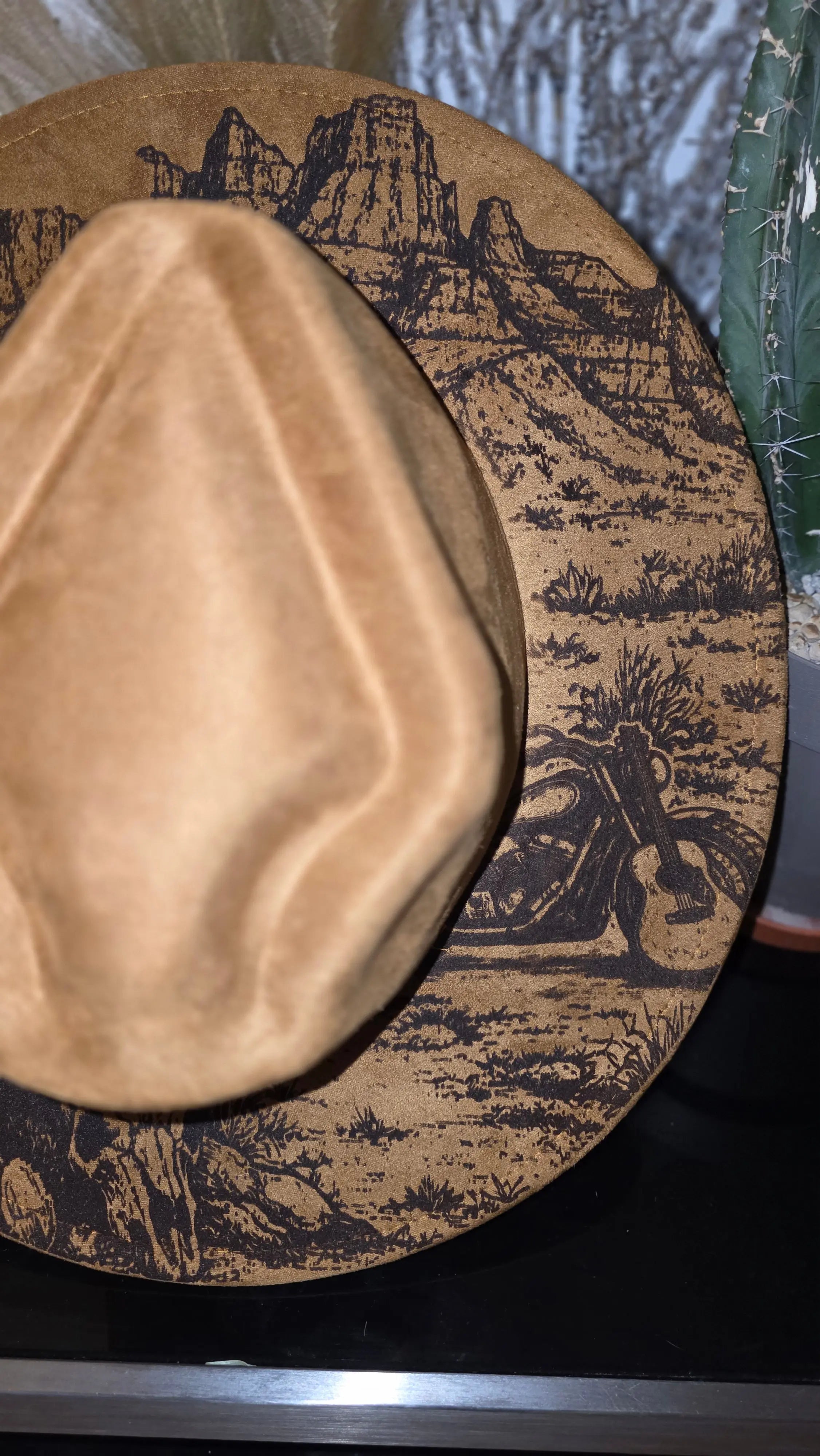 Desert Motorcycle Engraved Fedora Hat – Western Style Western Fedora Hats