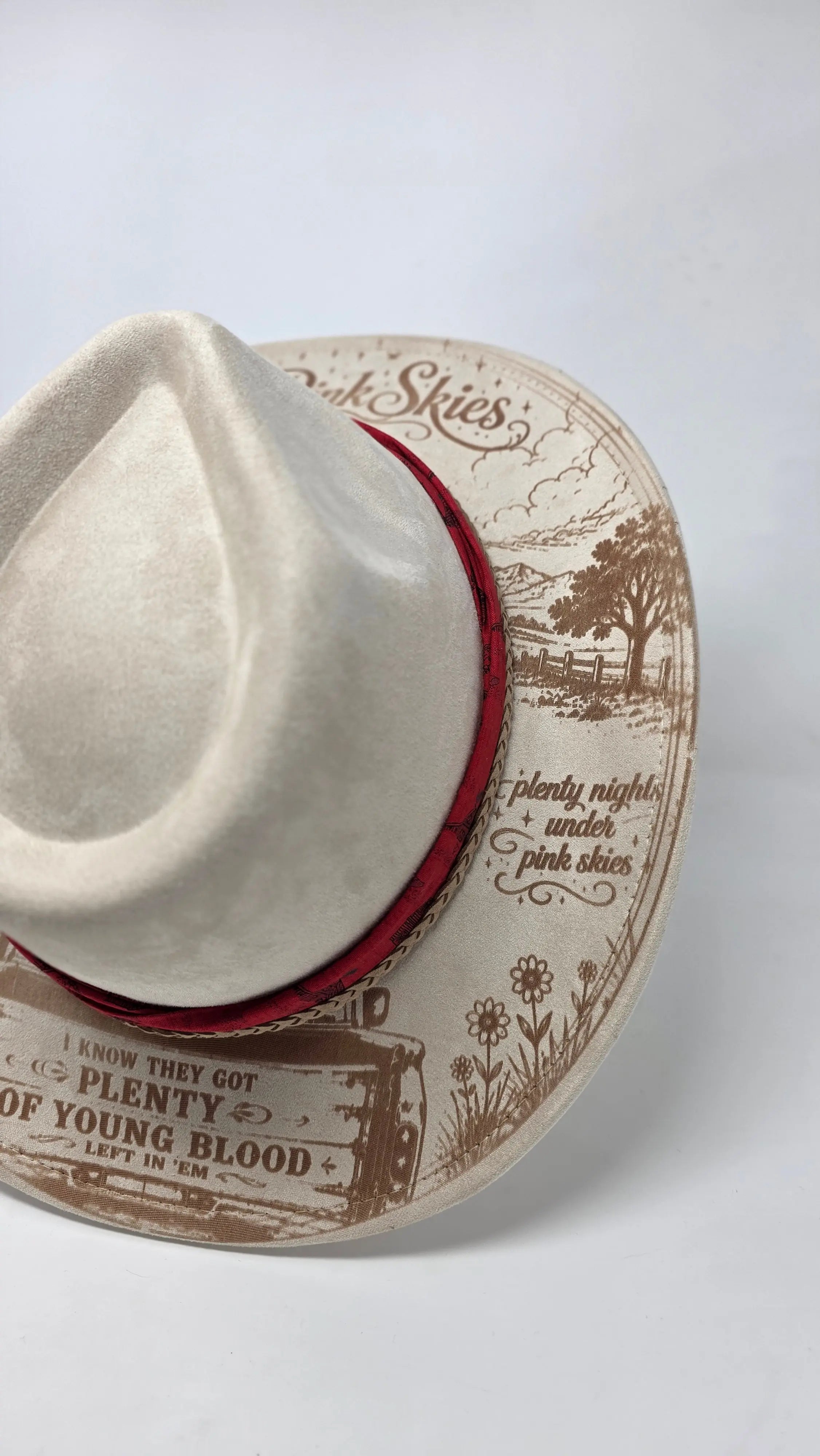 Pink Skies Zqch Bryan Inspired One Of a Kind Fedora Hat – Western Fedora Hats Western Fedora Hats