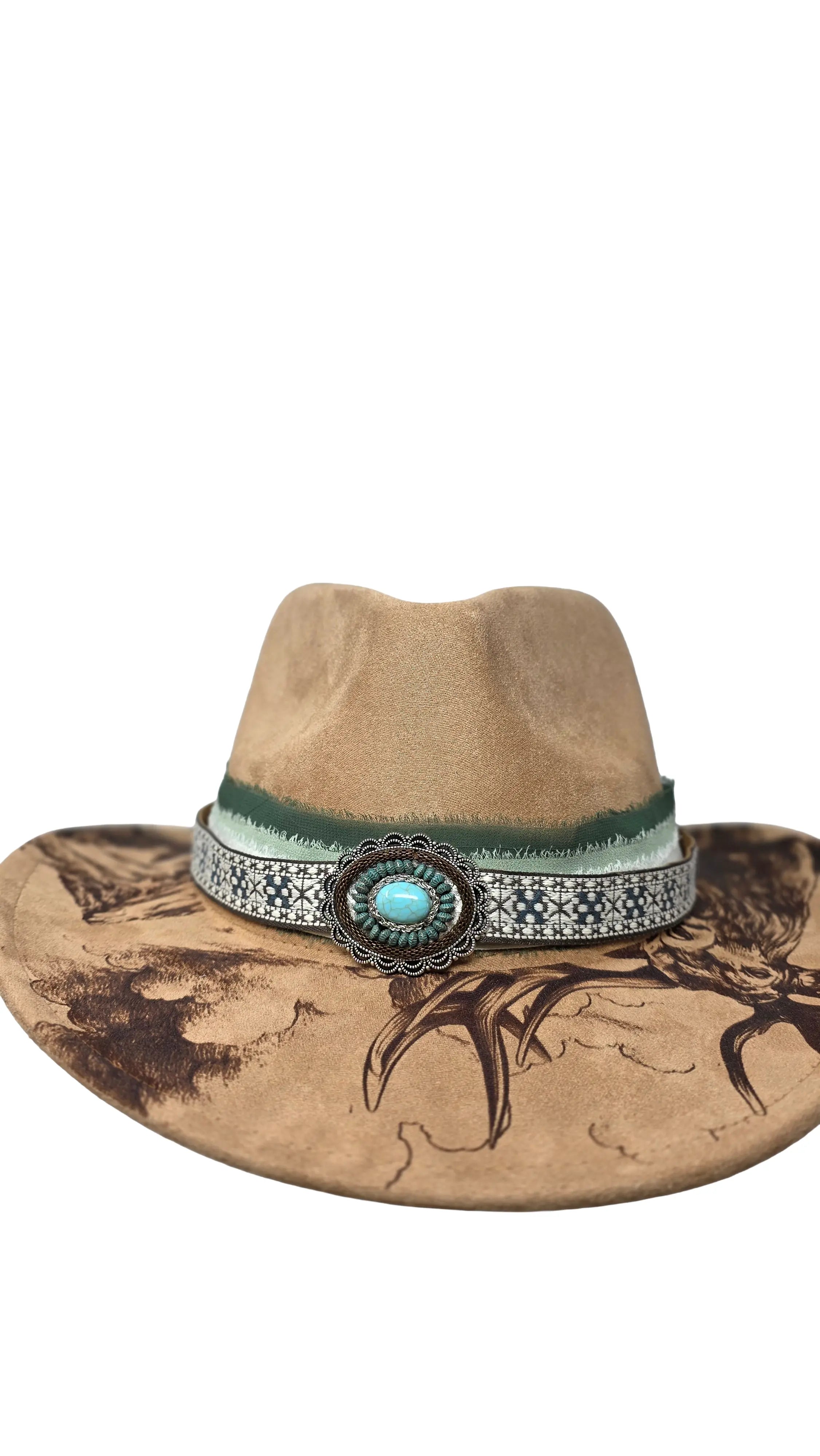 Woodland Stag Laser Engraved Fedora Hat Western Fedora Hats