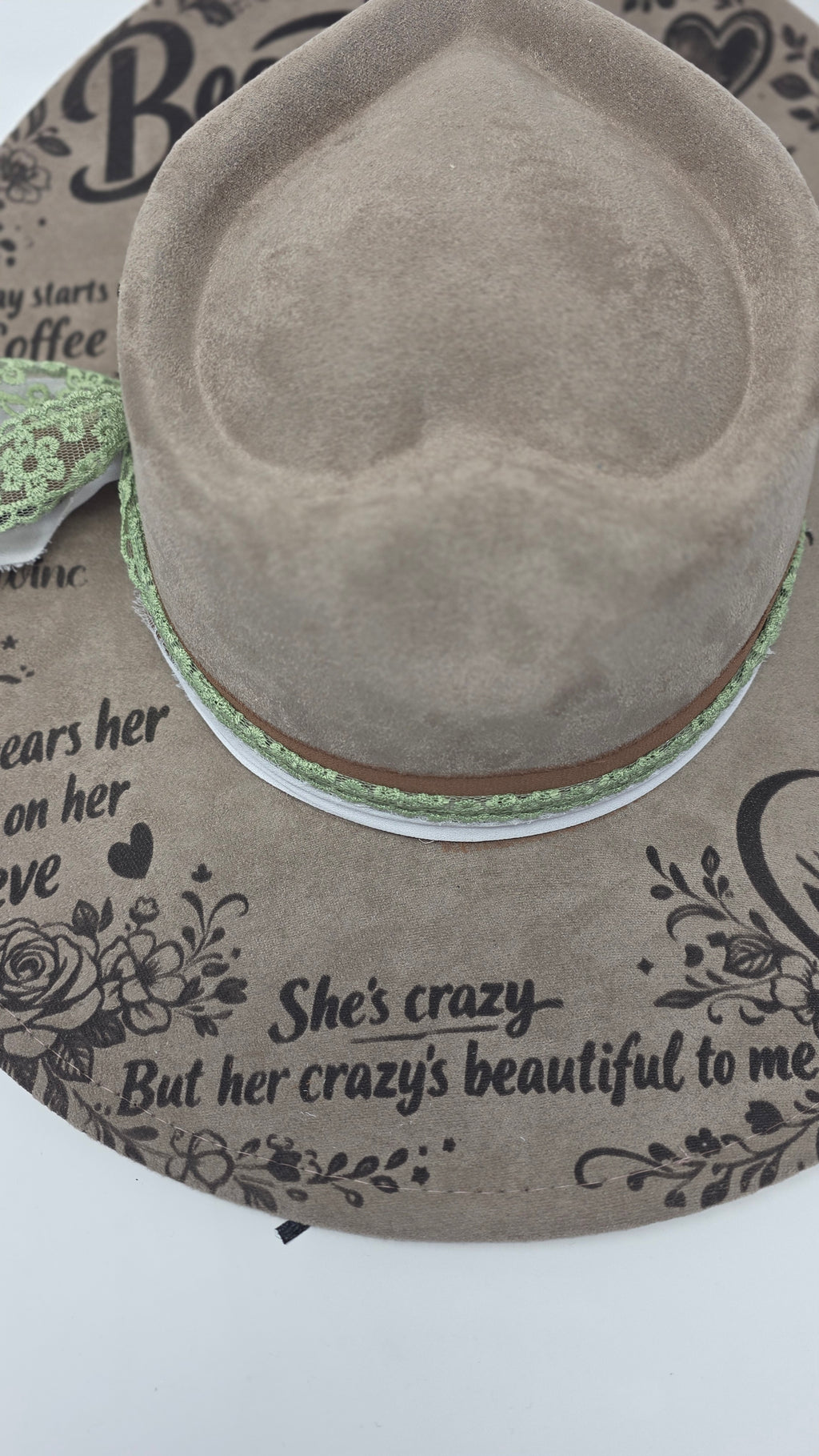 Beautiful Crazy Heart Fedora Hat | Laser Engraved Fedora Hat | Western Fedora Hats