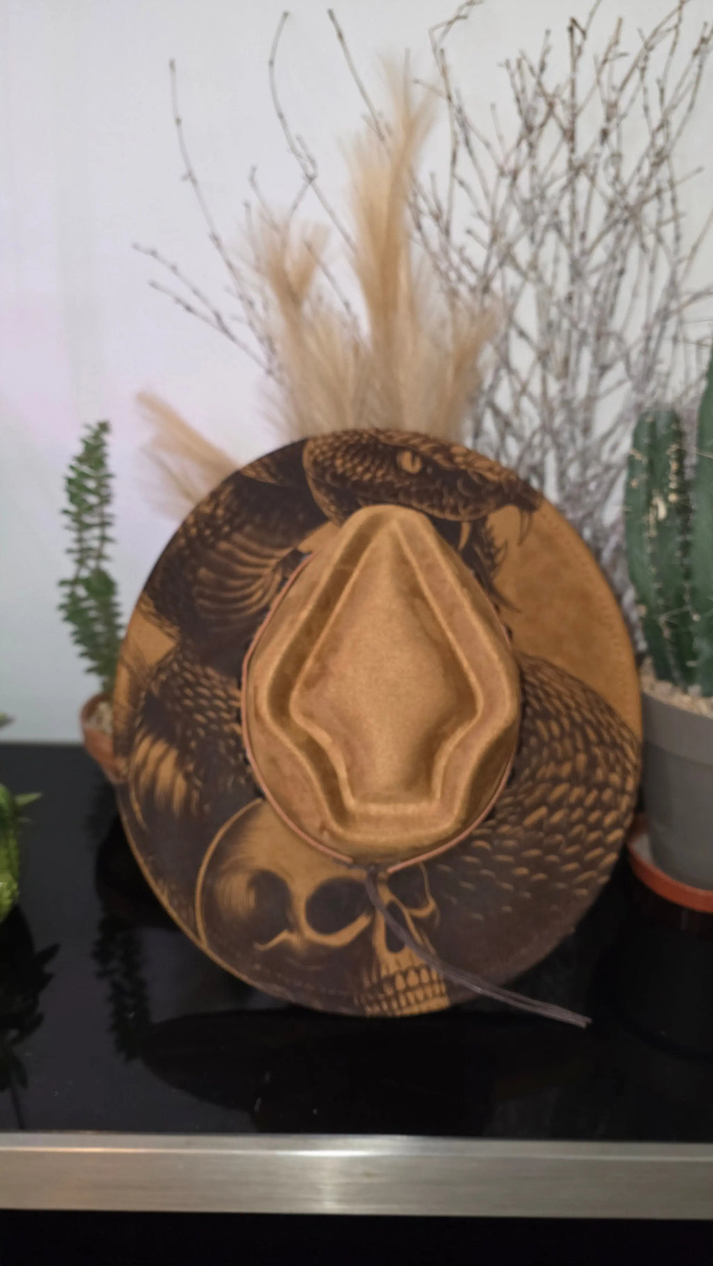 Arrowtop Snake & Skull Engraved Fedora Western Fedora Hats