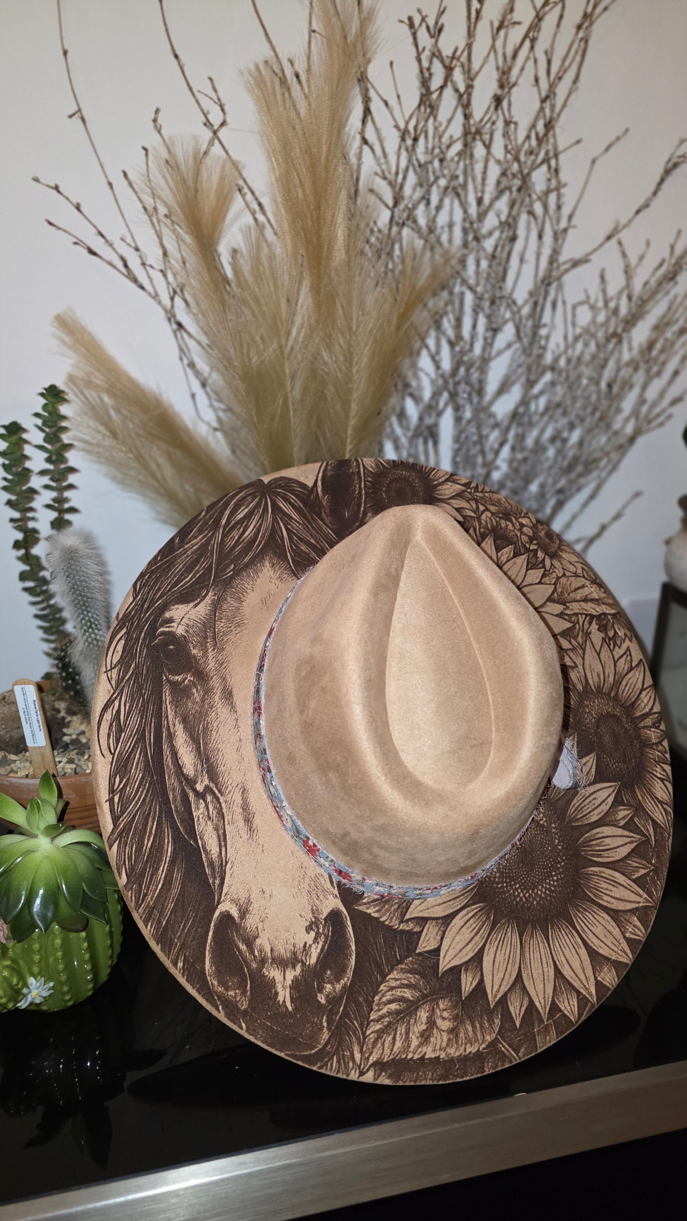 Horse & Sunflower Western Fedora Hat