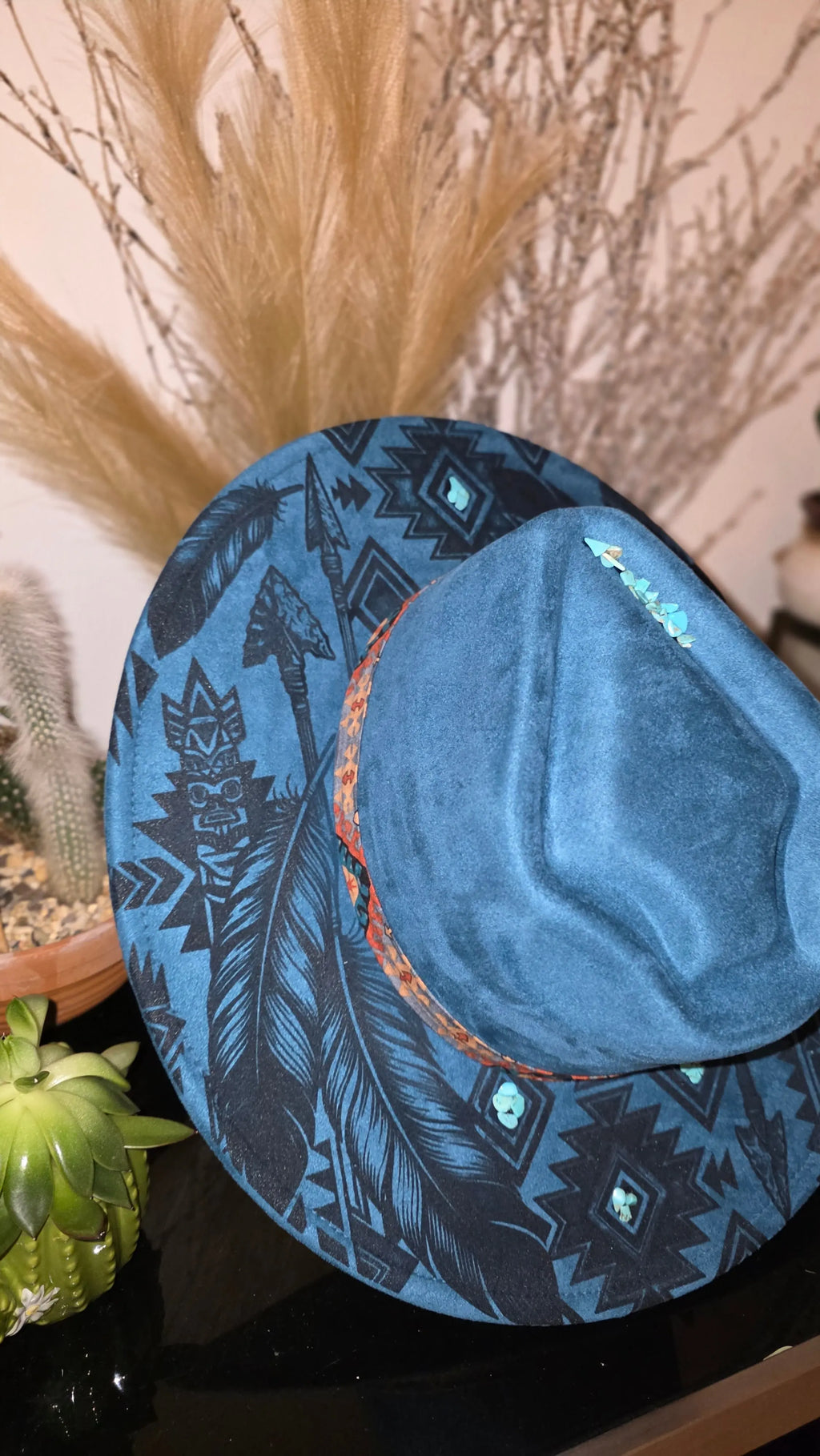 Arrowtop Boho Aztec Engraved Fedora Hat Western Fedora Hats