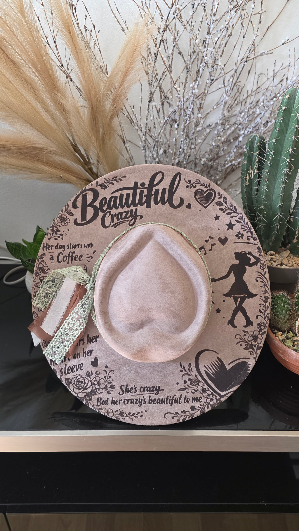 Beautiful Crazy Heart Fedora Hat | Laser Engraved Fedora Hat | Western Fedora Hats