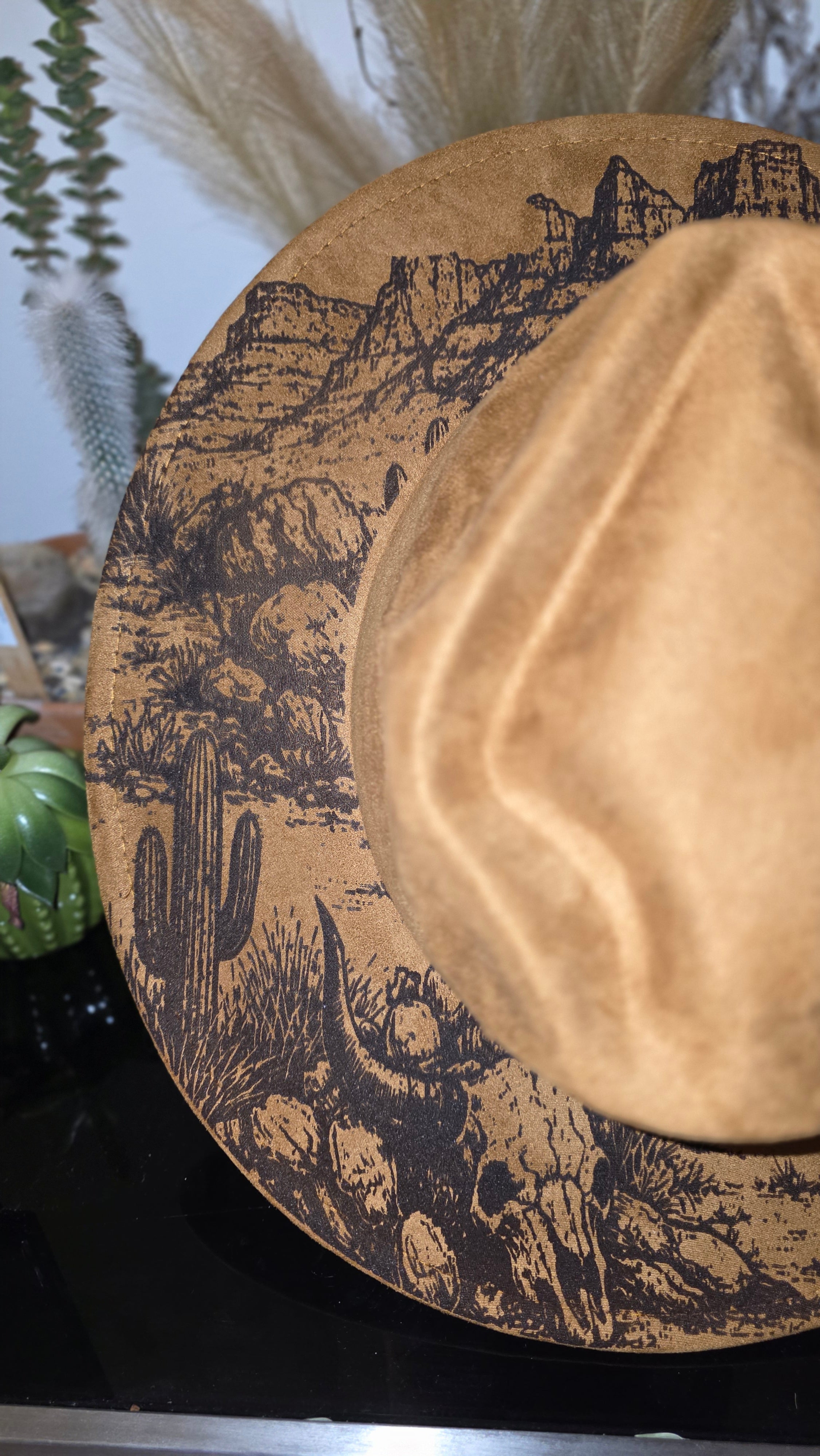 Desert Motorcycle Engraved Fedora Hat – Western Style Statement Piece