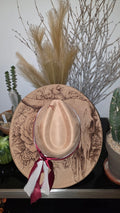Engraved Floral Cow Skull Fedora Hat Western Fedora Hats