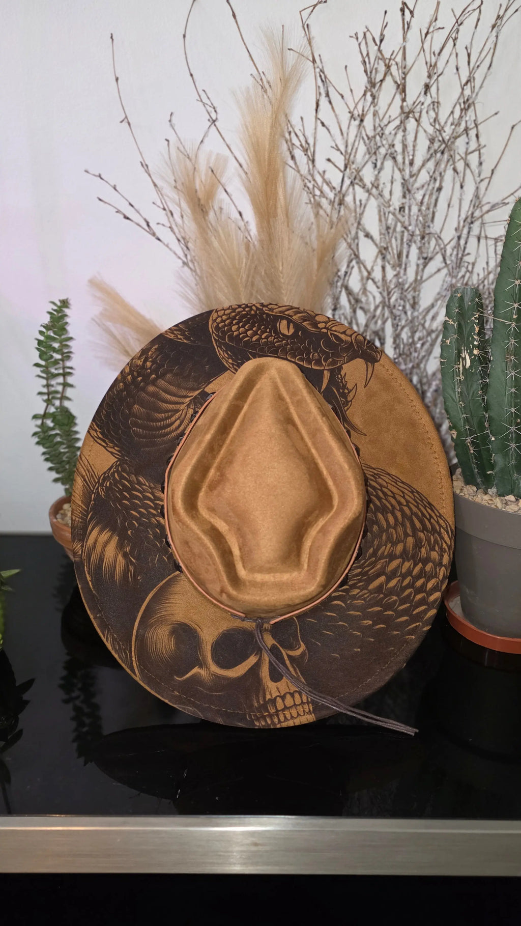 Arrowtop Snake & Skull Engraved Fedora Western Fedora Hats