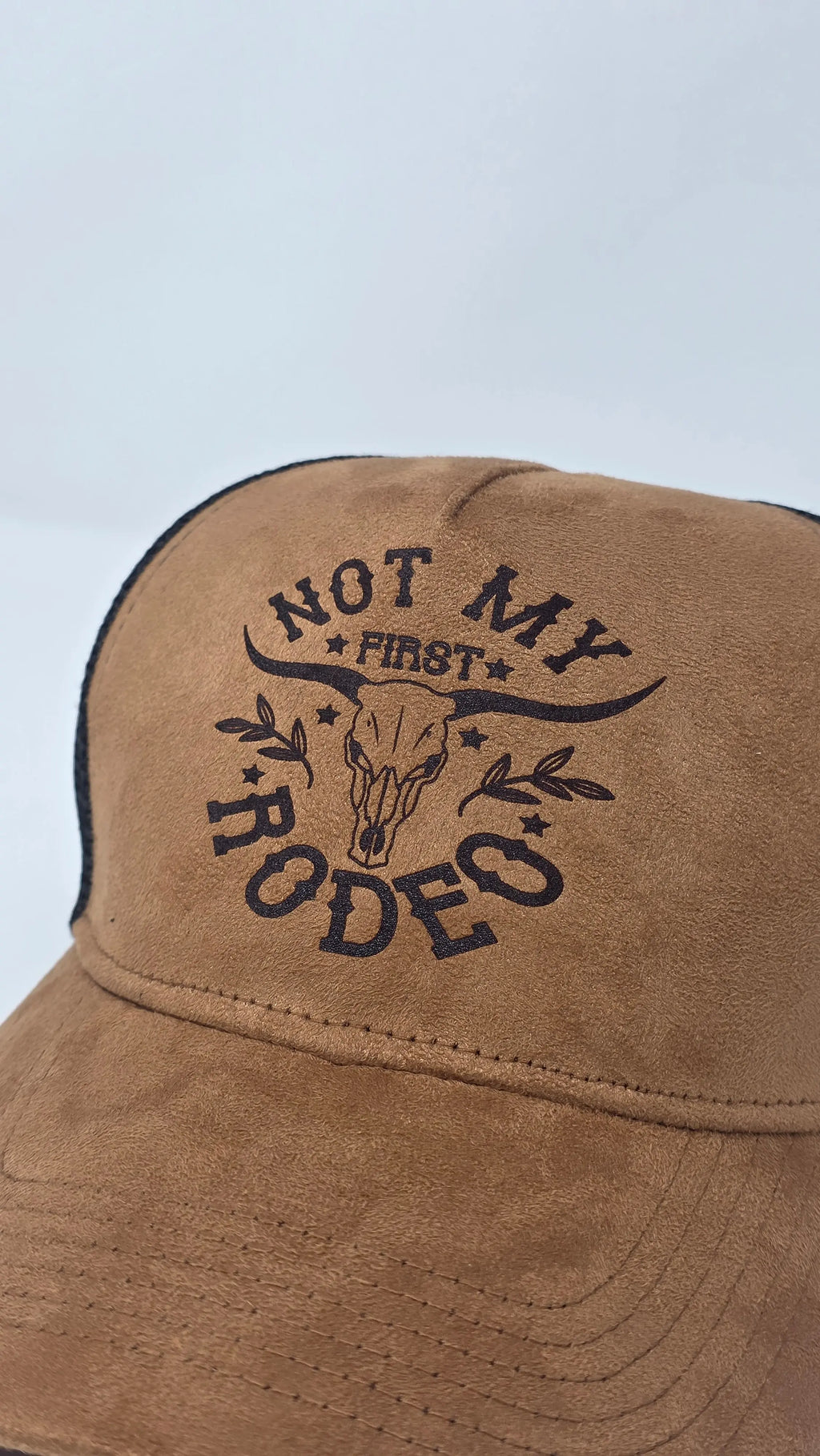 Brown Western Trucker Cap – “Not My First Rodeo” Cowboy Hat Western Fedora Hats