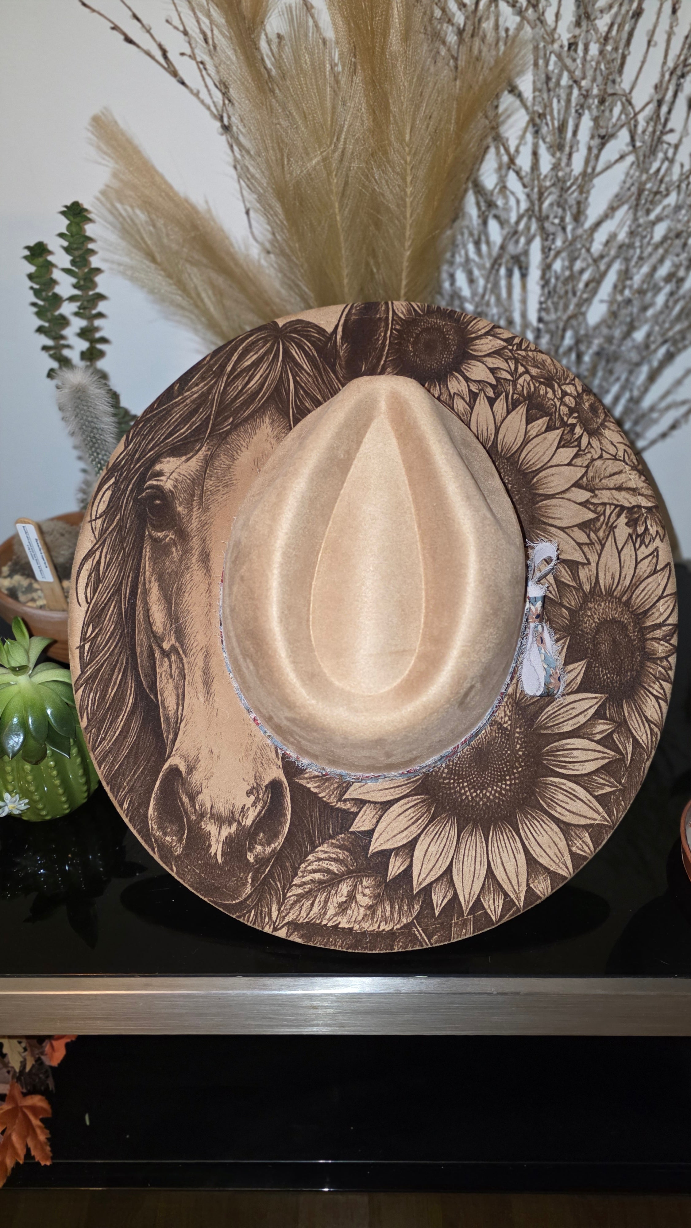 Horse & Sunflower Western Fedora Hat