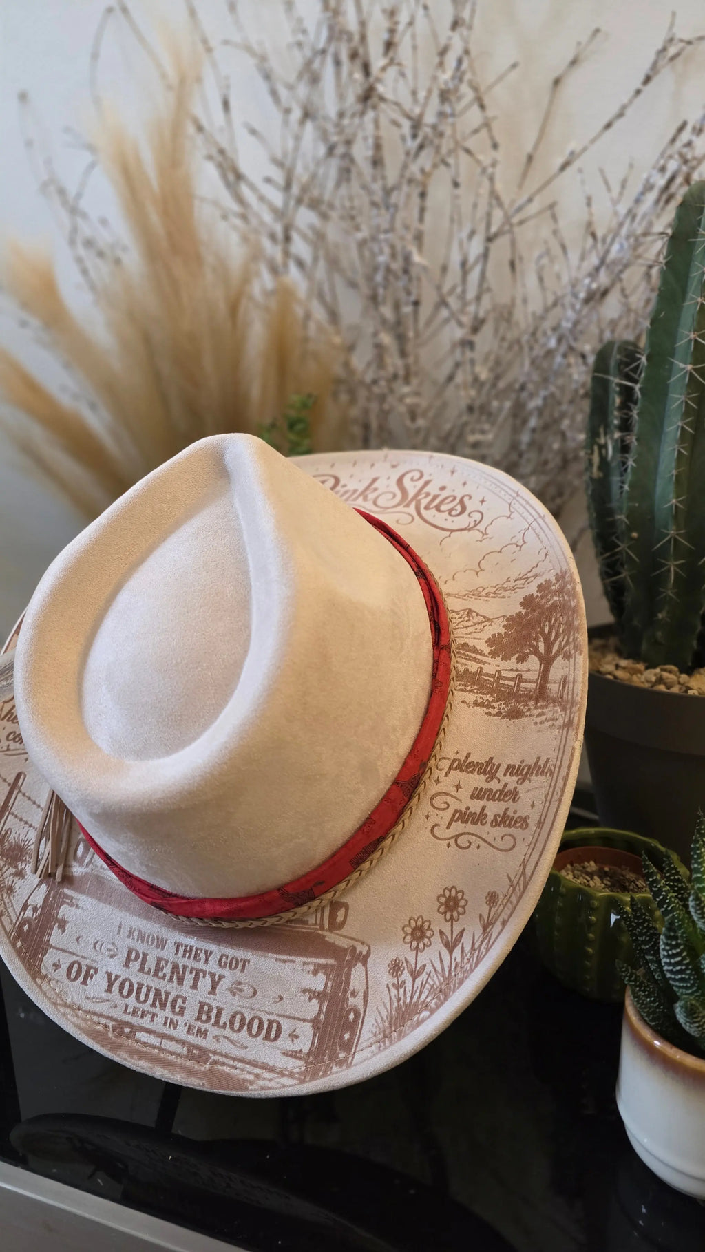Pink Skies Zqch Bryan Inspired One Of a Kind Fedora Hat – Western Fedora Hats Western Fedora Hats