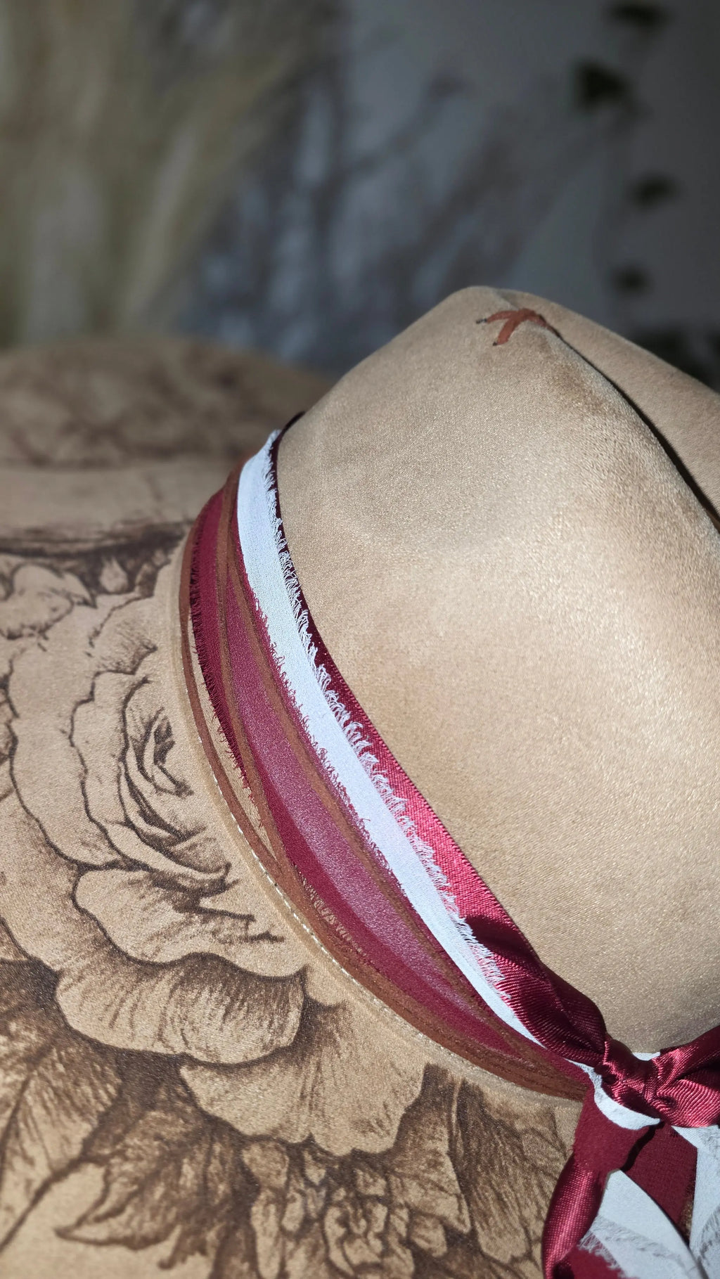 Engraved Floral Cow Skull Fedora Hat Western Fedora Hats