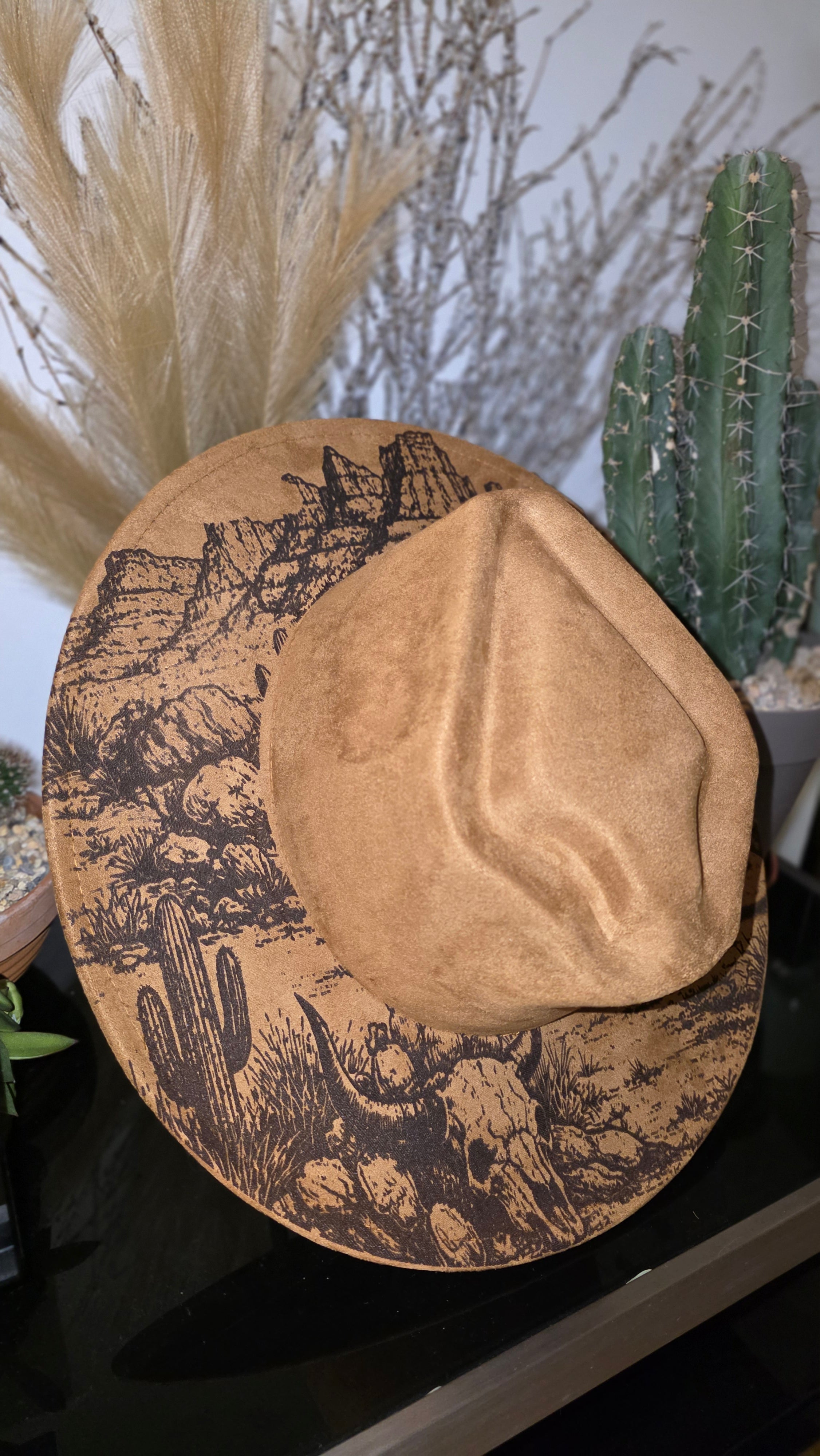 Desert Motorcycle Engraved Fedora Hat – Western Style Statement Piece