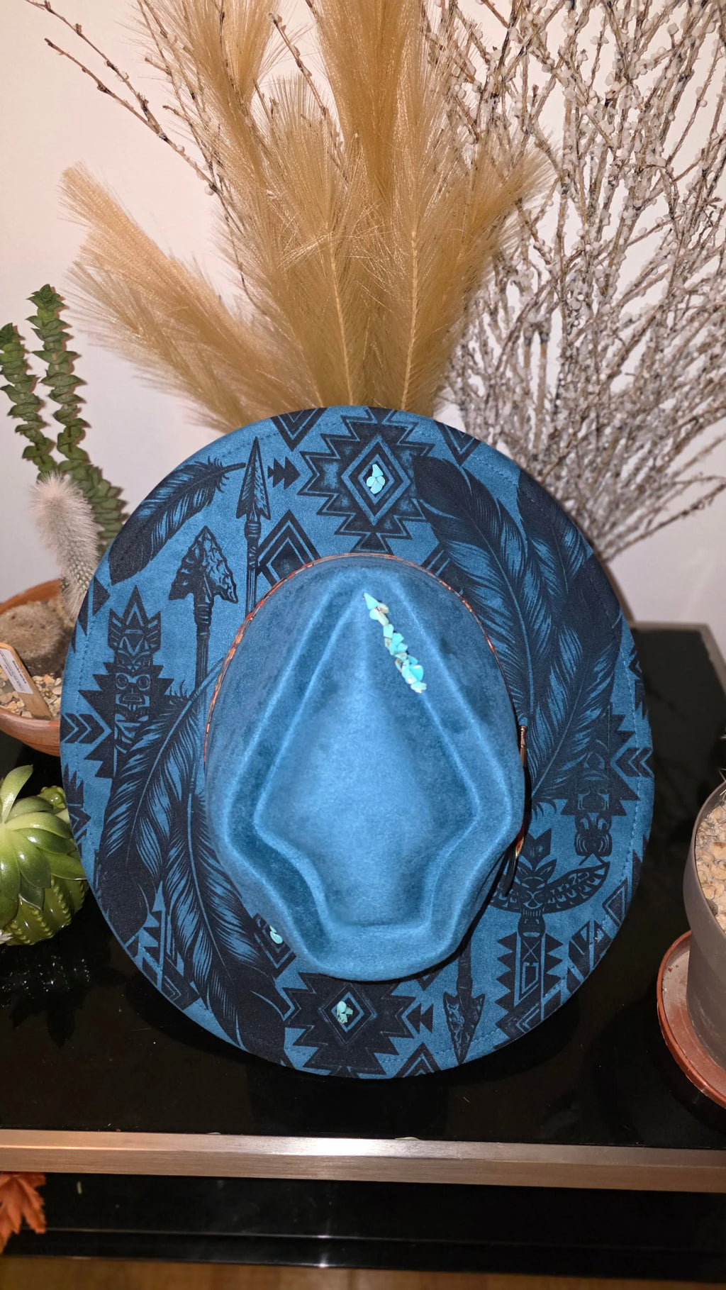 Arrowtop Boho Aztec Engraved Fedora Hat Western Fedora Hats