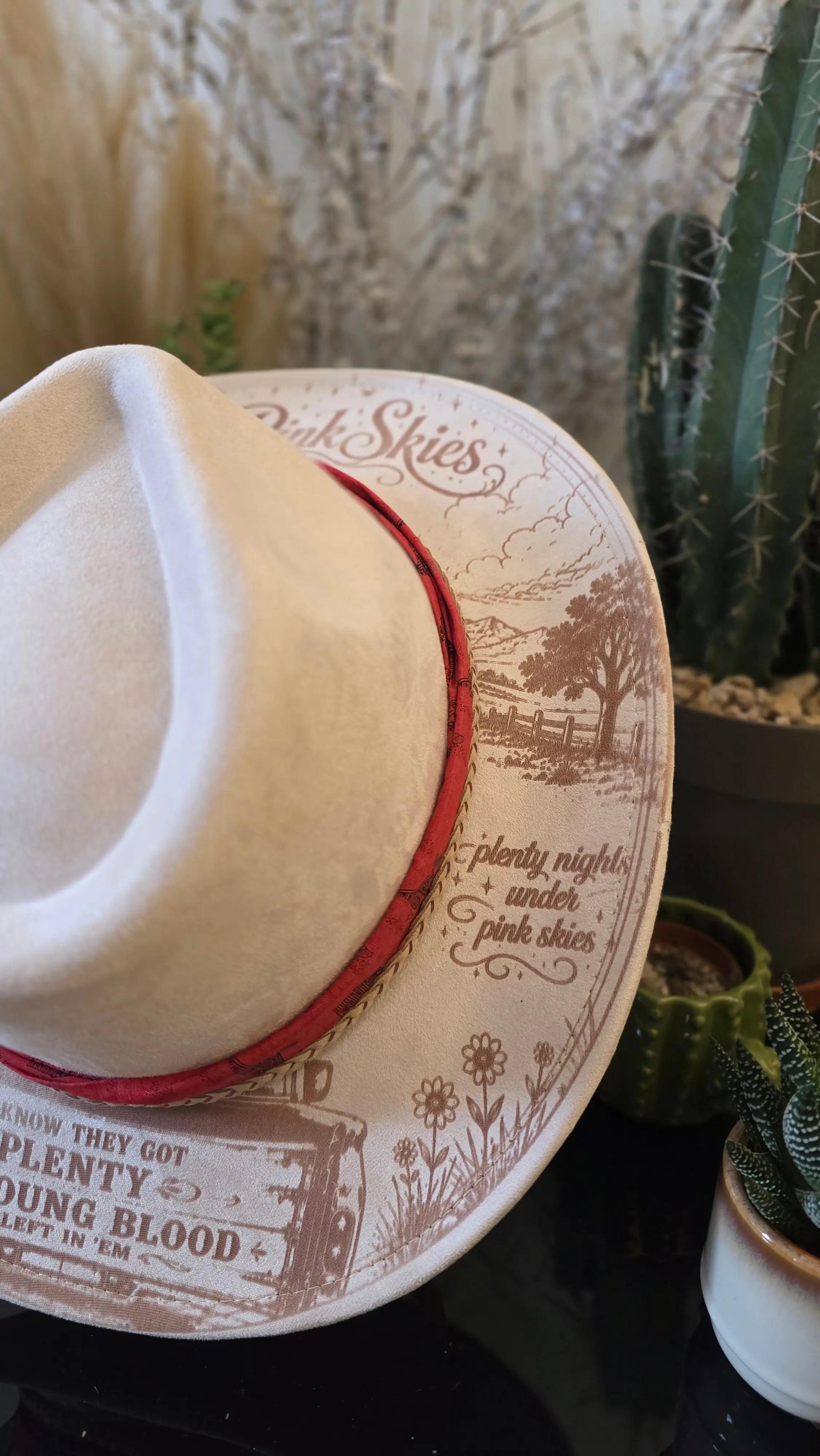 Pink Skies Zqch Bryan Inspired One Of a Kind Fedora Hat – Western Fedora Hats Western Fedora Hats