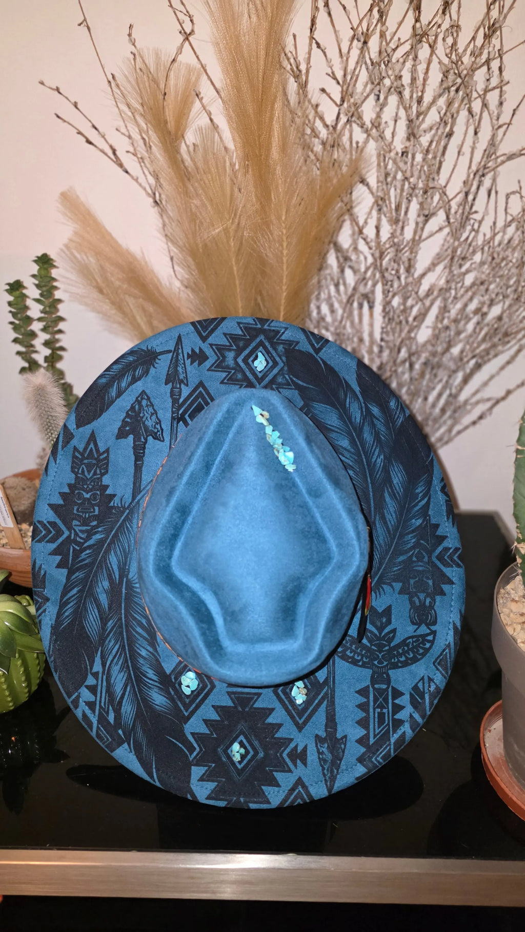 Arrowtop Boho Aztec Engraved Fedora Hat Western Fedora Hats