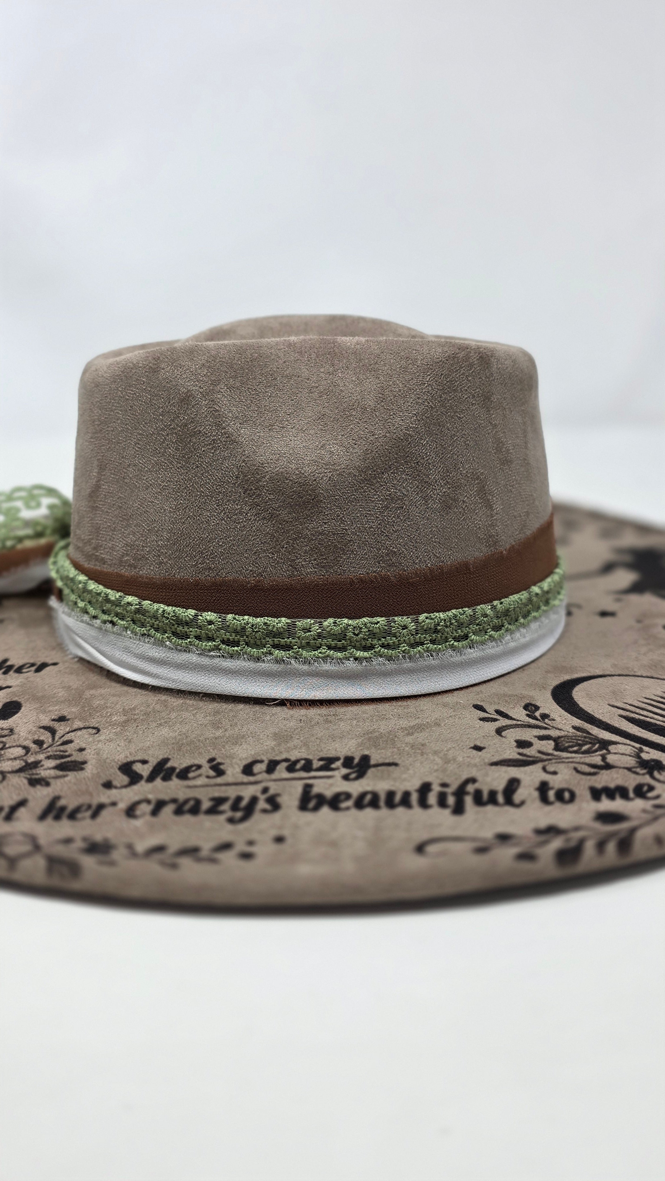 Beautiful Crazy Heart Fedora Hat | Laser Engraved Fedora Hat | Western Fedora Hats