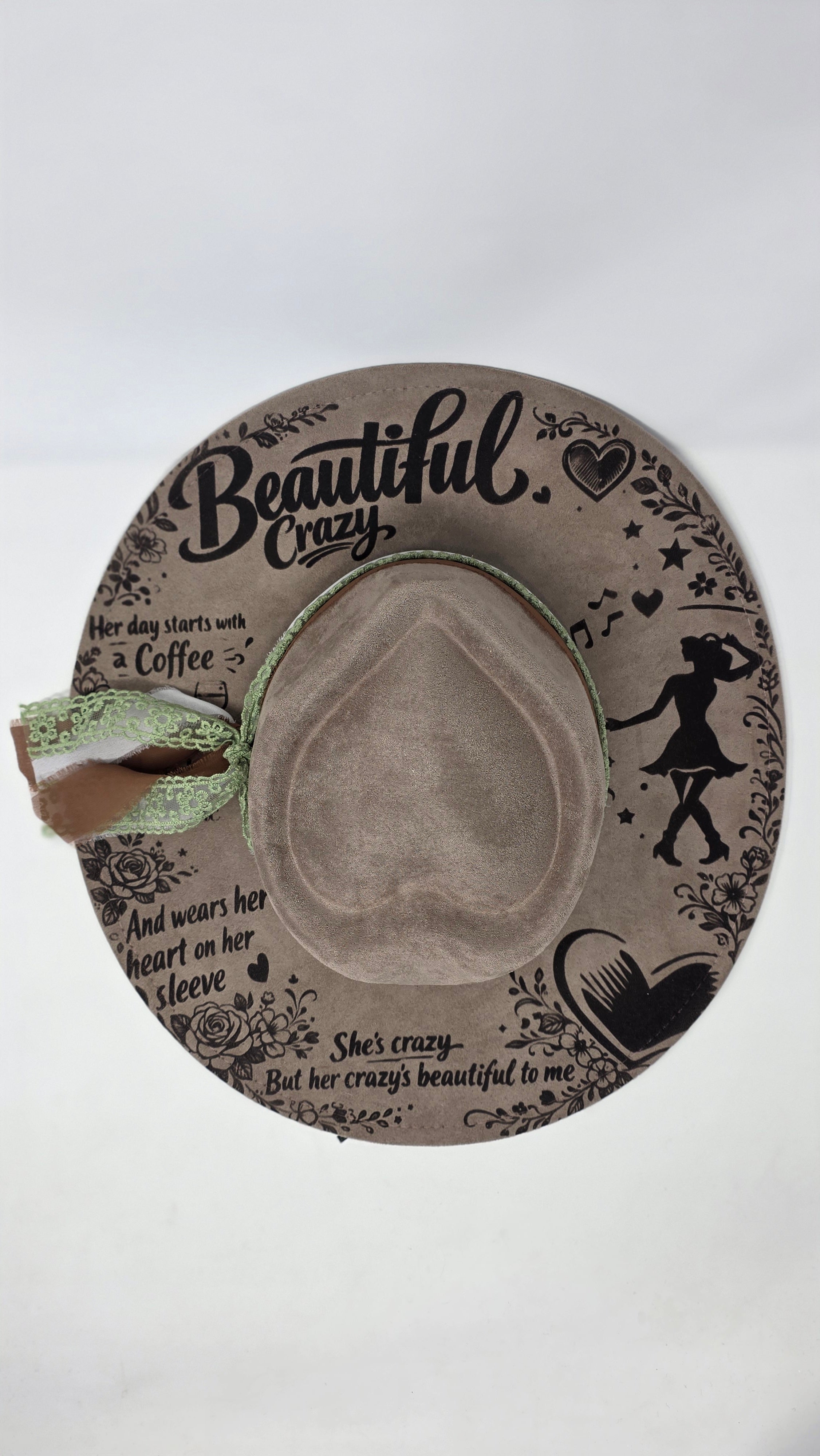 Beautiful Crazy Heart Fedora Hat | Laser Engraved Fedora Hat | Western Fedora Hats