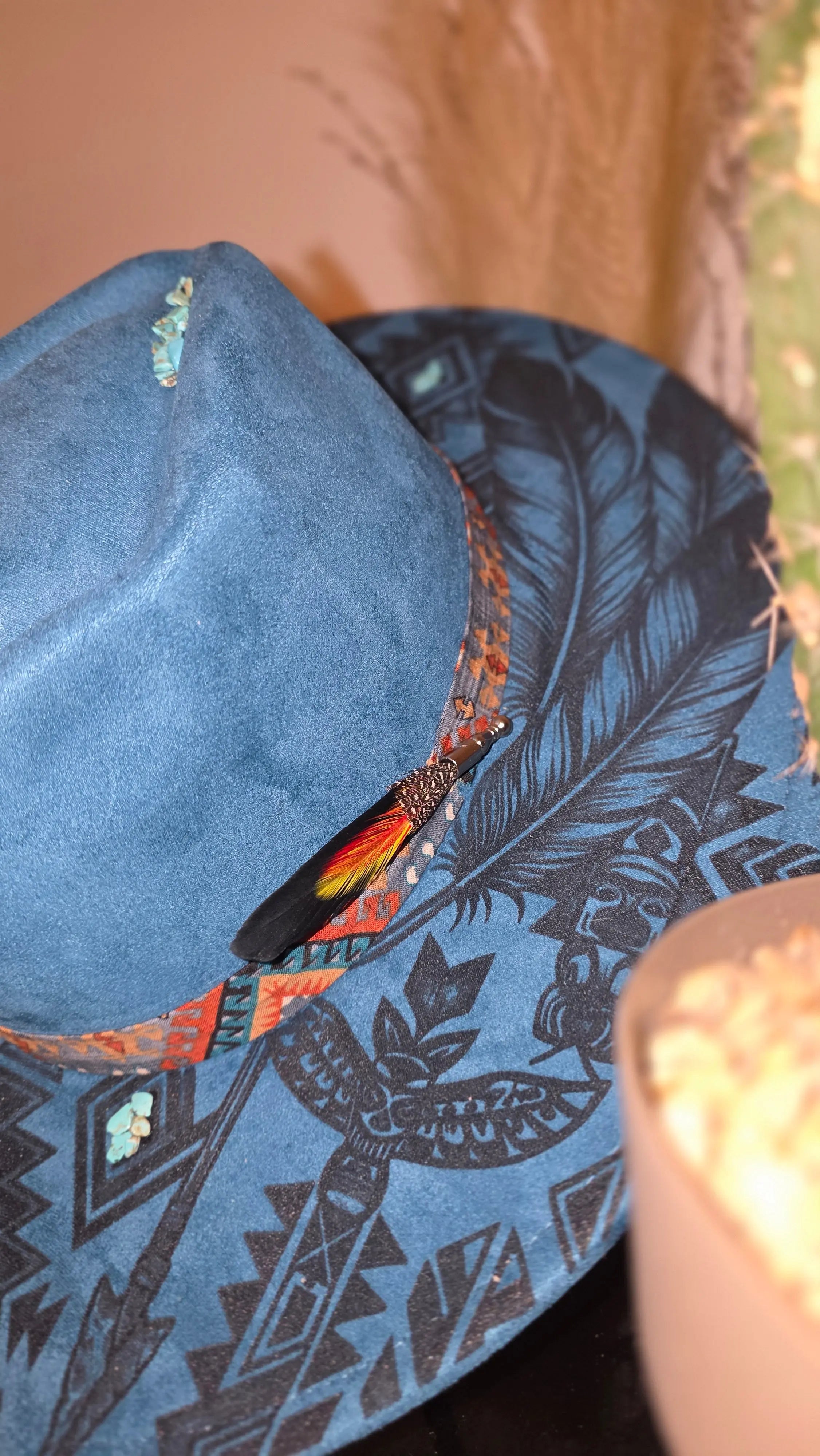 Arrowtop Boho Aztec Engraved Fedora Hat Western Fedora Hats